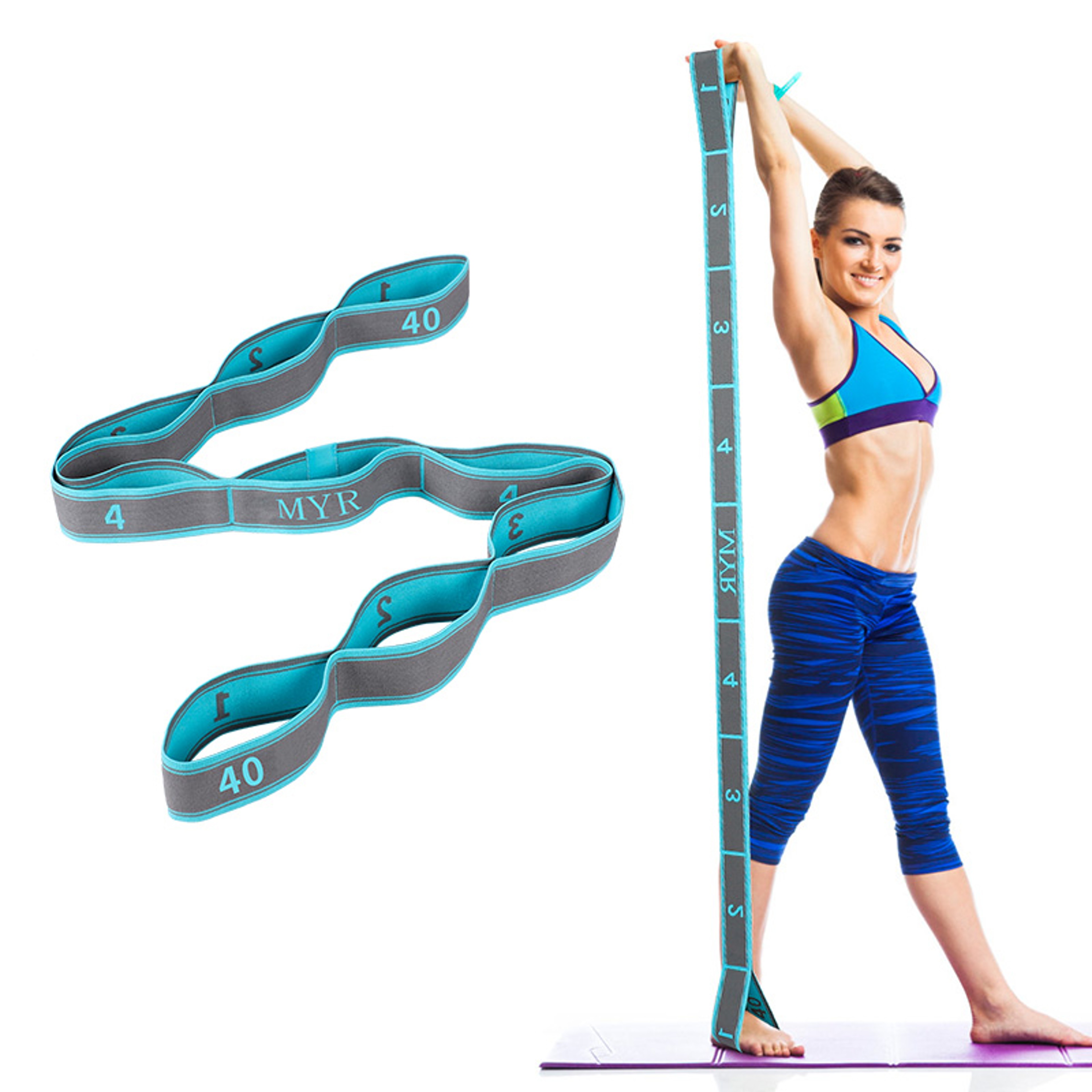 Elastic Yoga Stretch Strap With Loops For Flexibility 0