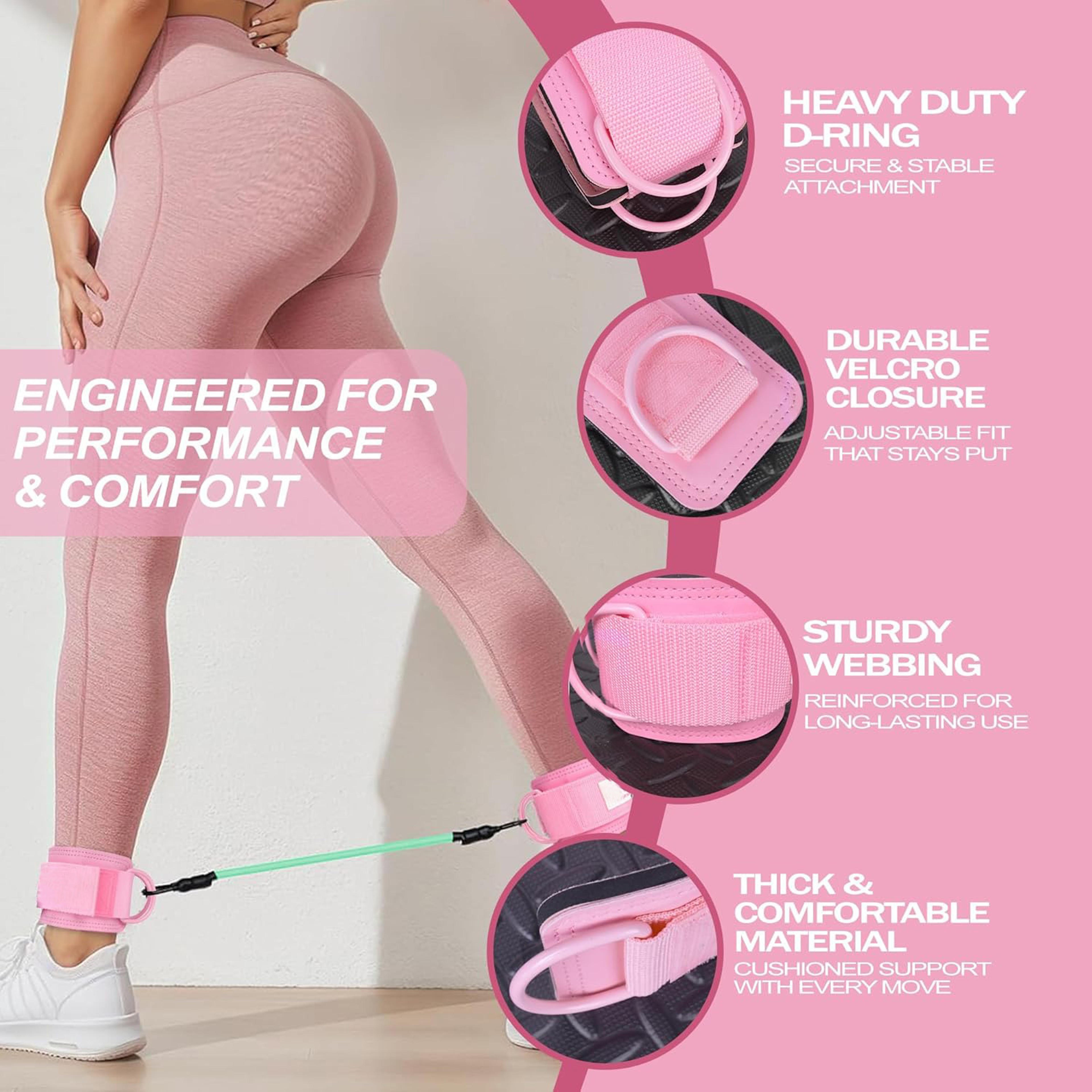Double D Ring Cable Ankle Straps For Cable Machine Glute Training Gym Ankle Cuffs 1