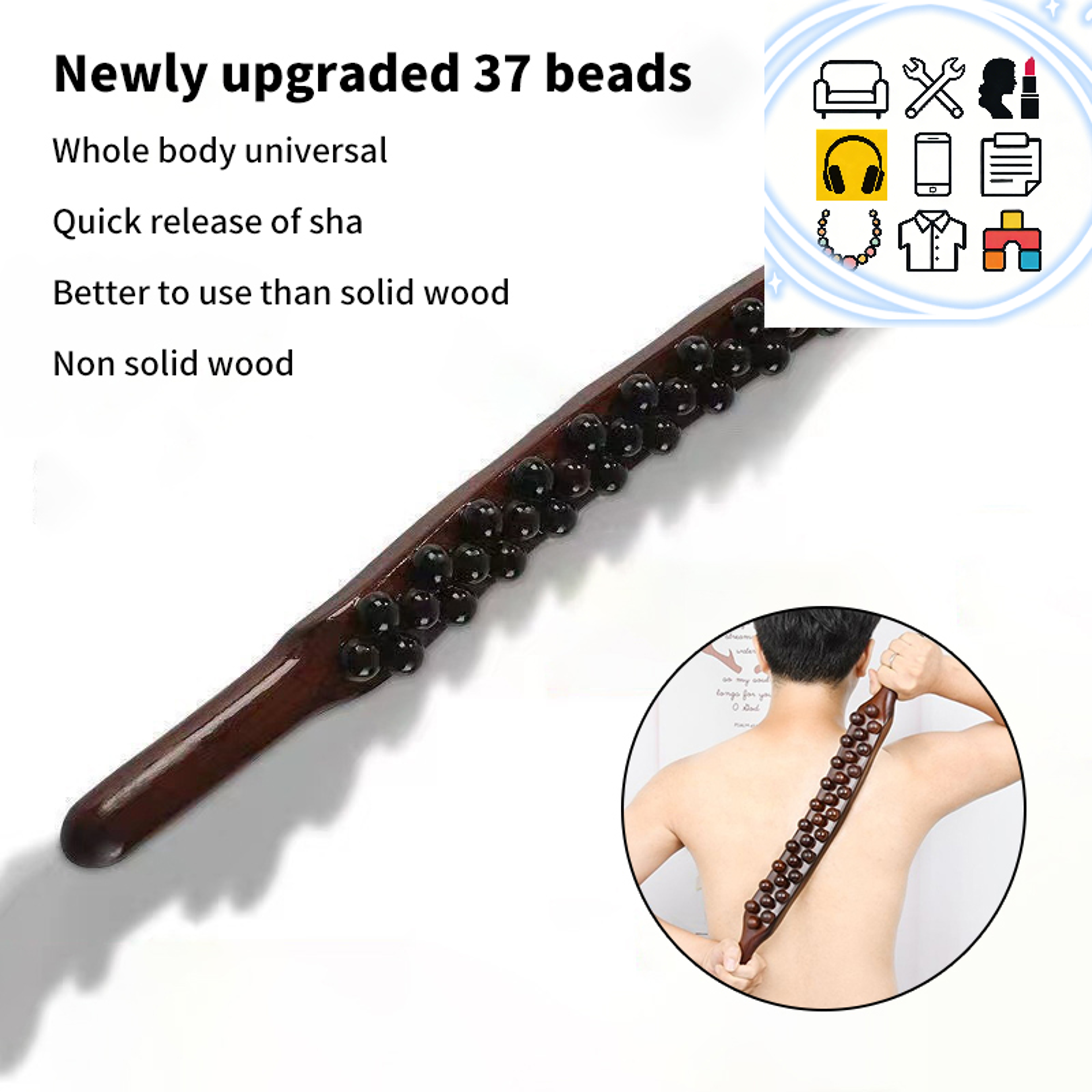 Universal Gua Sha Back Massage Scraper & Abdominal Relaxation Roller Tool – view 1
