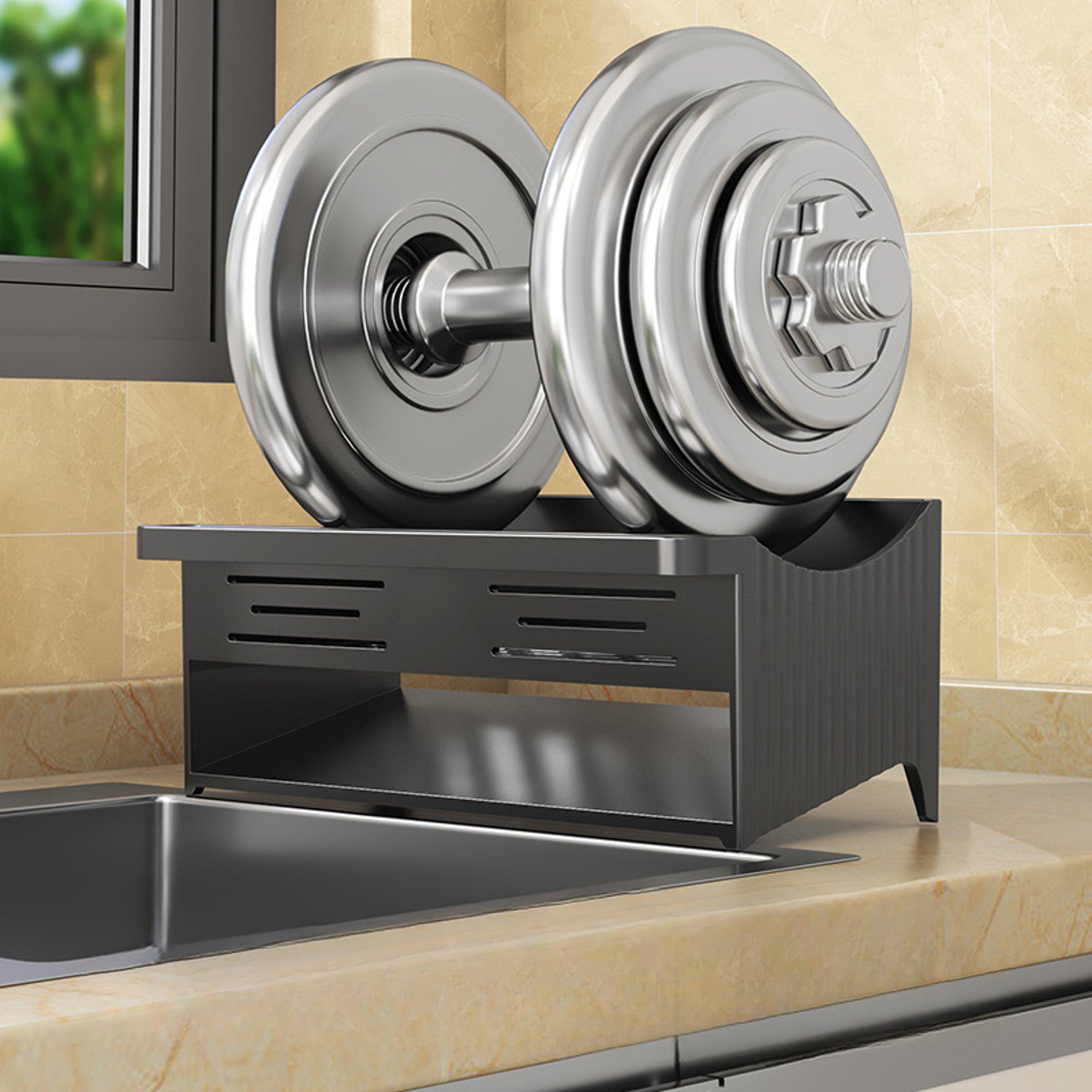 Self Draining Sink Caddy With Soap Sponge Holder And Towel Rack 2