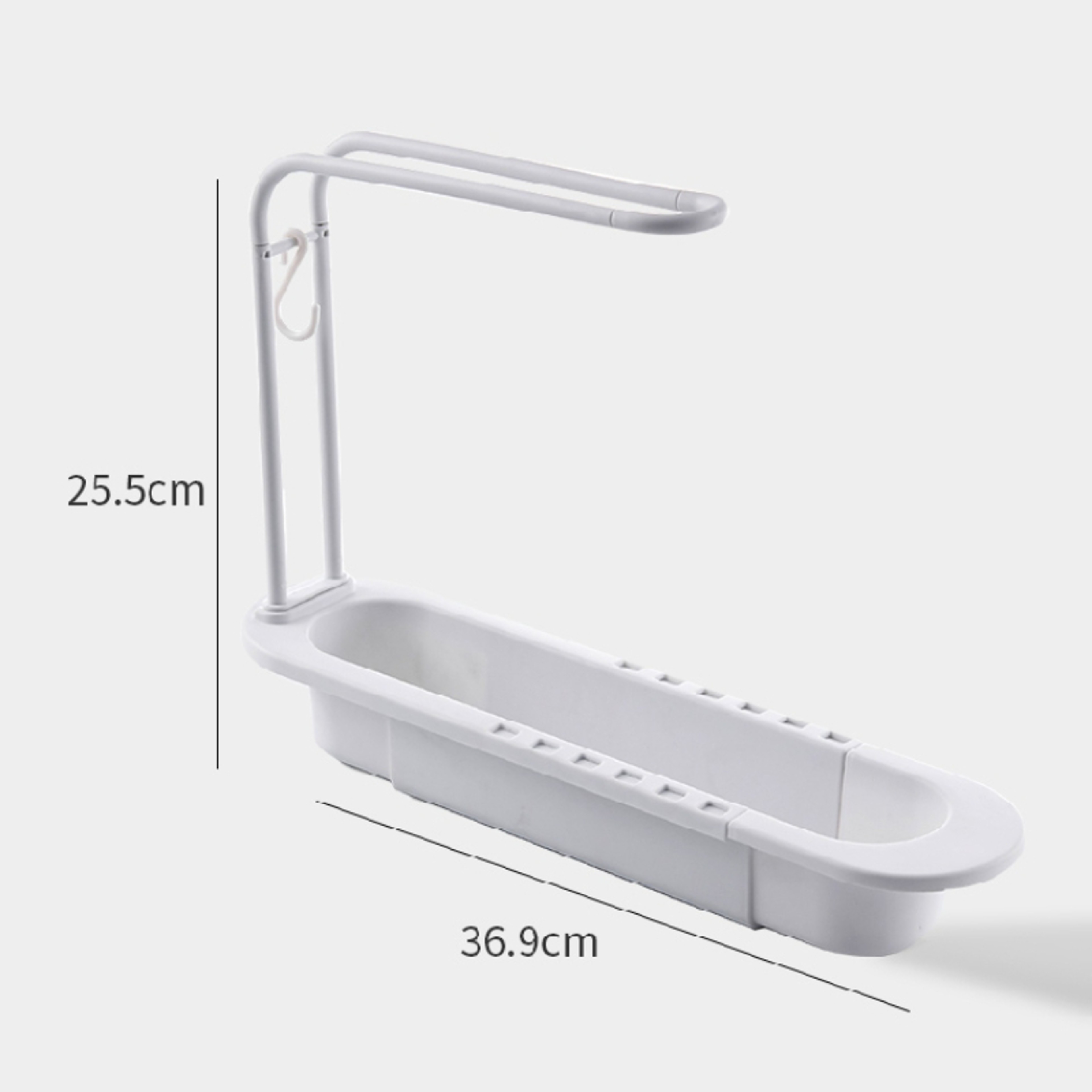 Adjustable Telescopic Sink Organizer Rack With Sponge Holder And Drain Basket 4