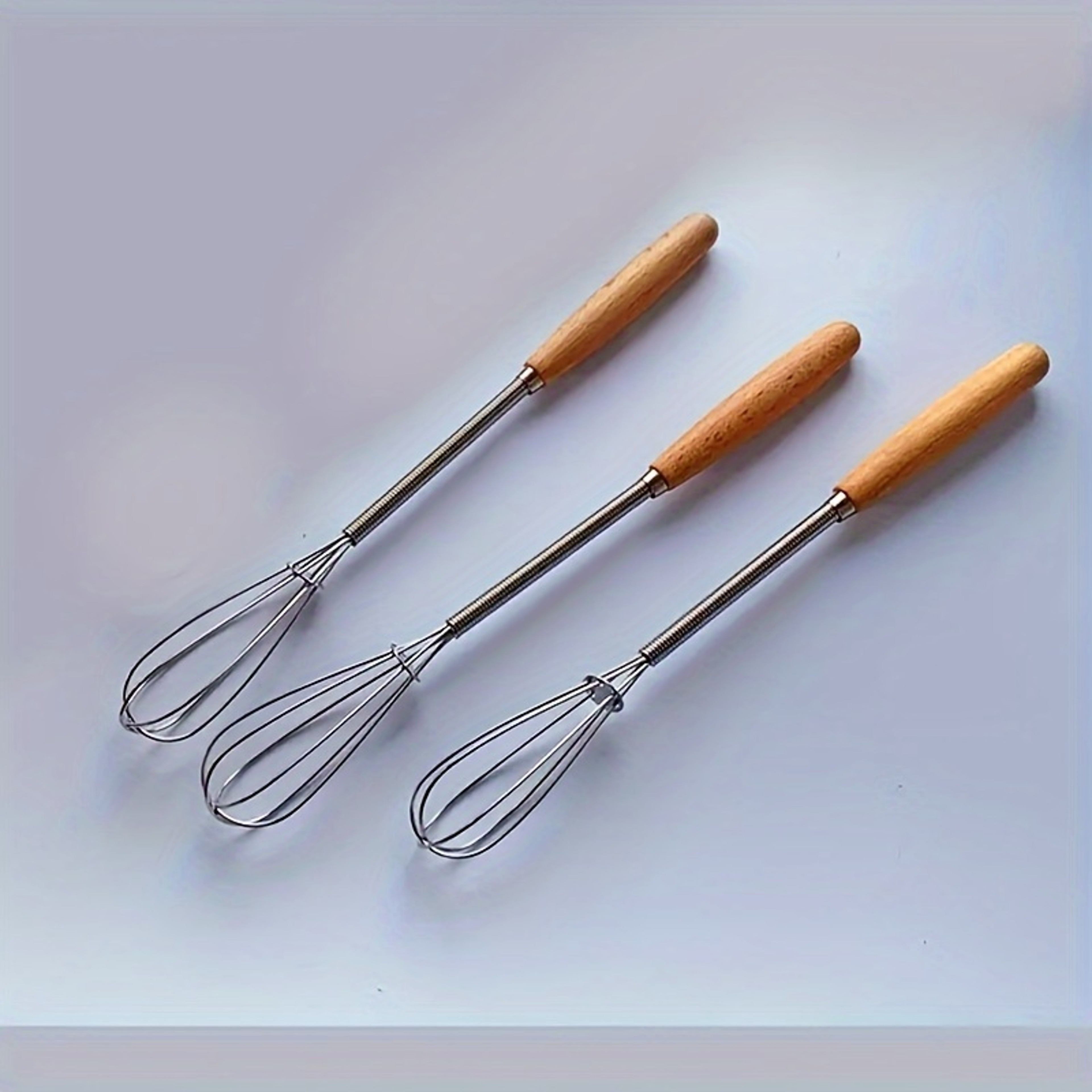 Mini Stainless Steel Egg Whisk With Solid Wood Handle For Baking Mixing And Frothing 6