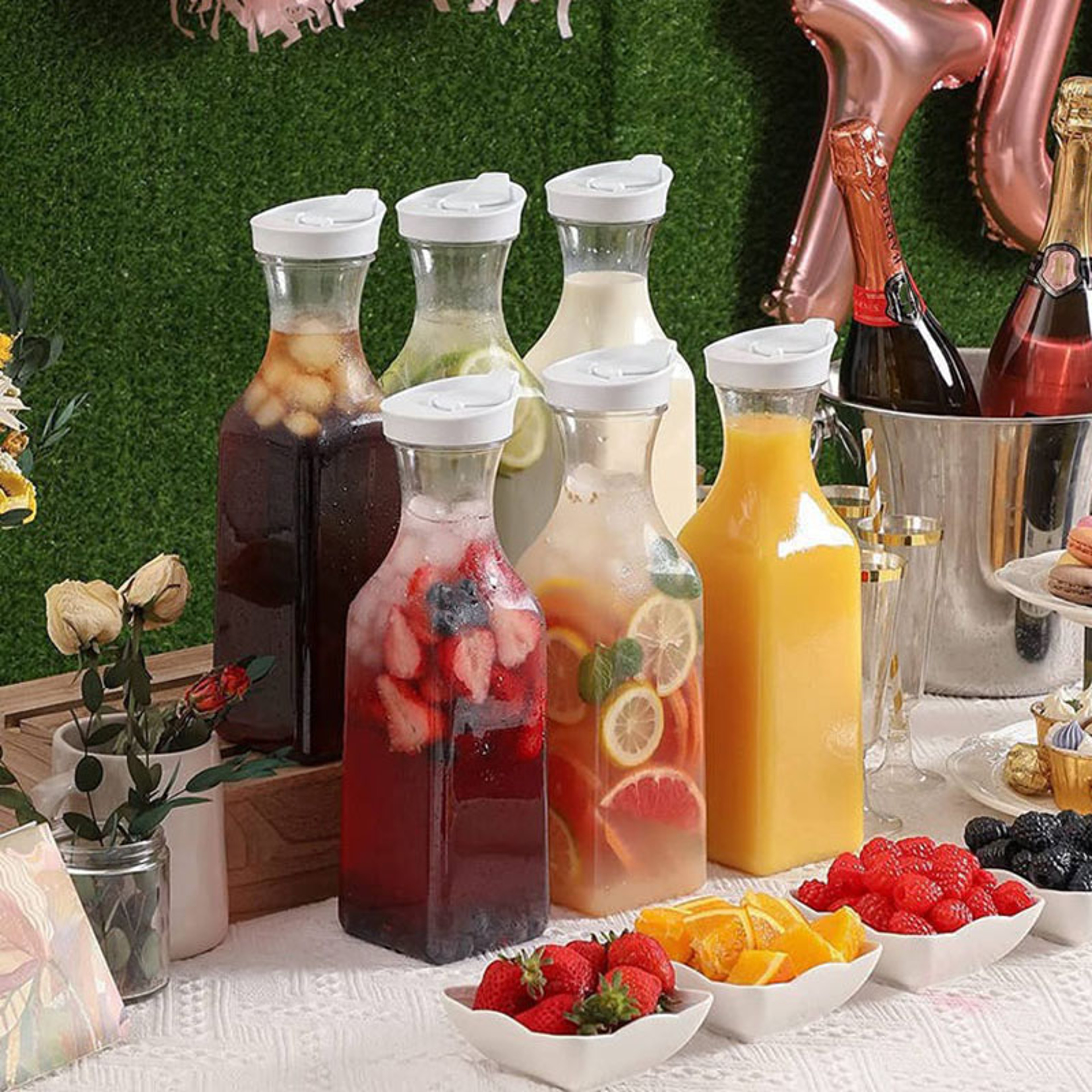 Water Bottle With Flip Cap Clear Plastic Juice Container For Fridge Drinks 1