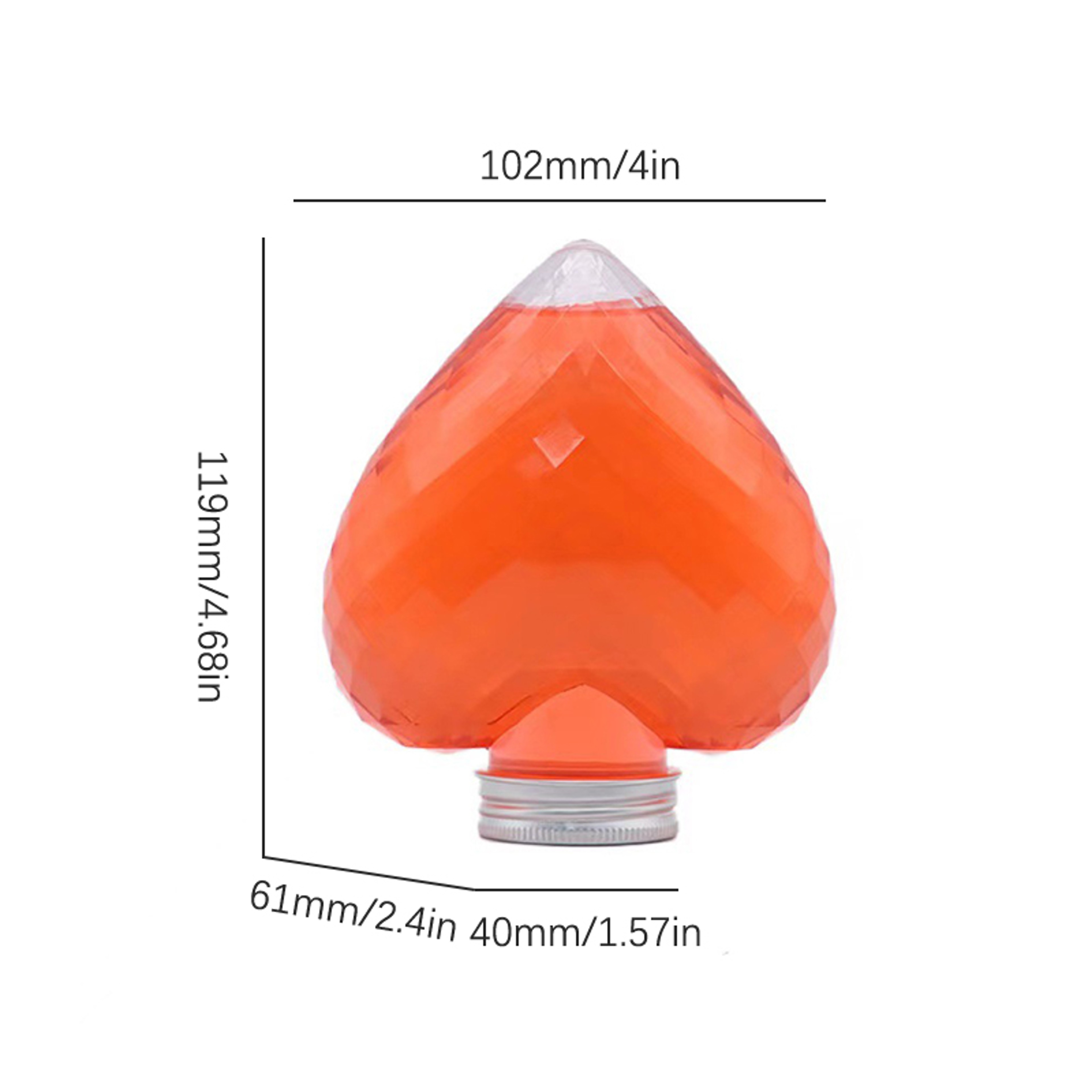 Heart Shaped Plastic Juice Bottles with Caps – view 6