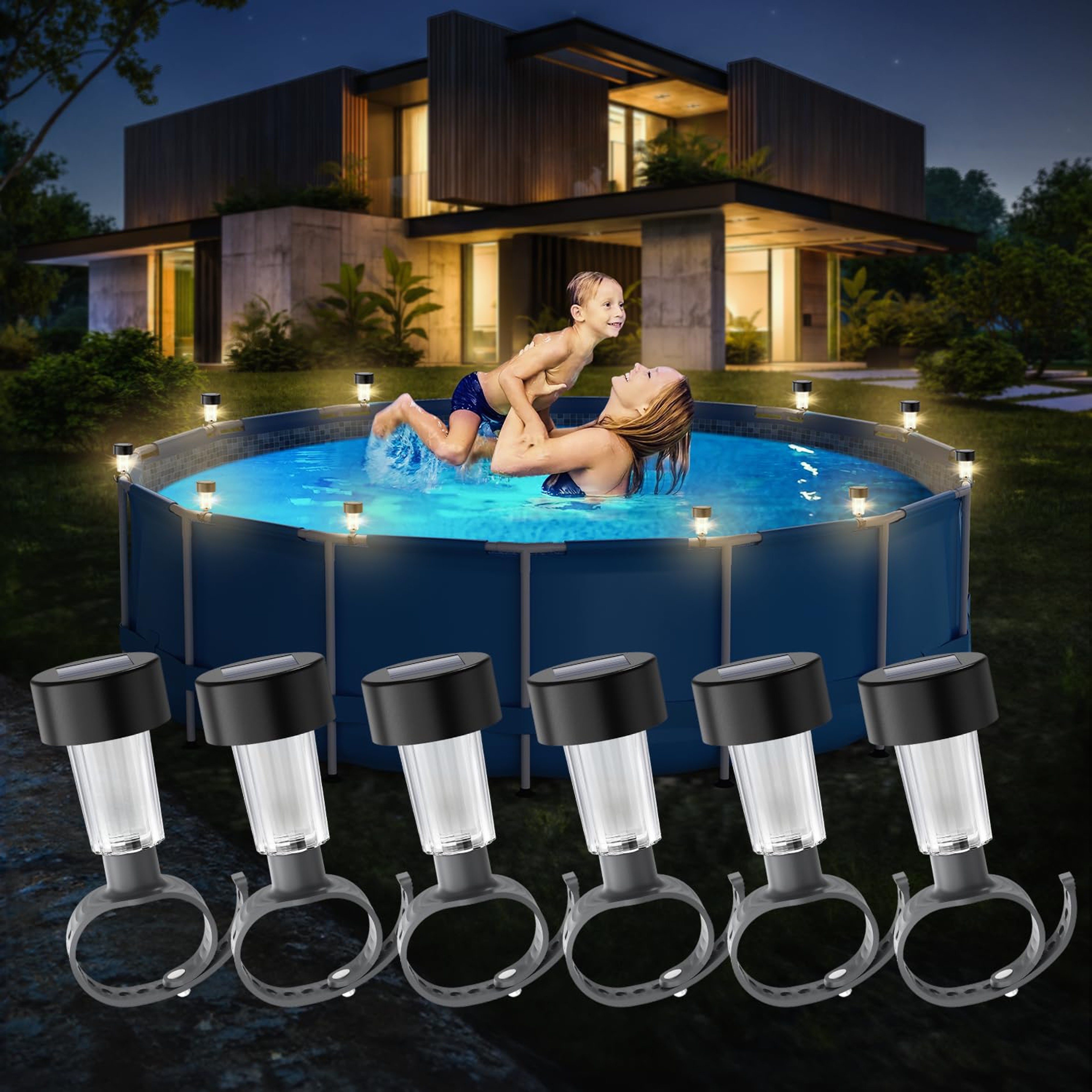 Solar Pool Lights Pack Waterproof LED Frame Lights for Above Ground Pools – view 7