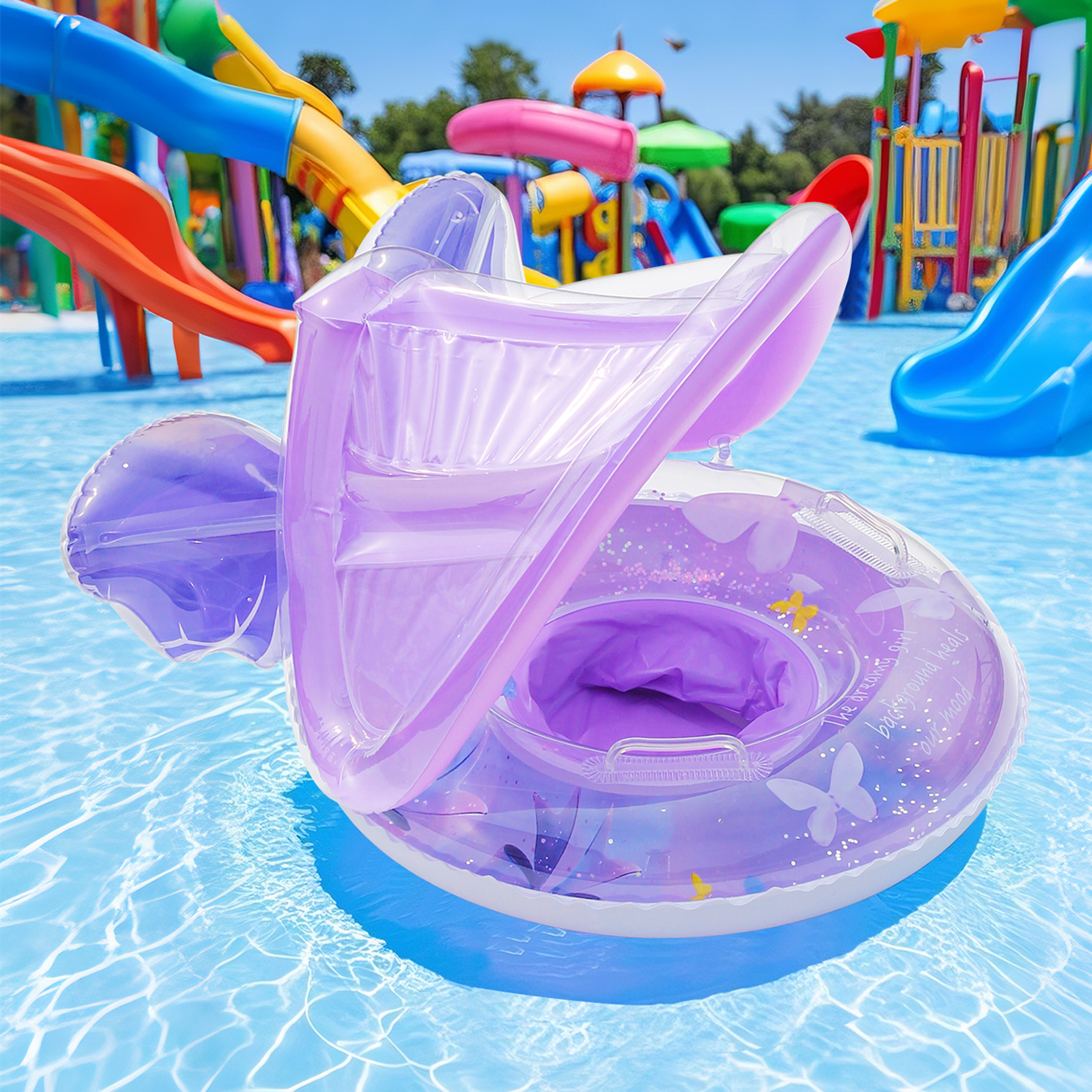 Canopy Pool Float Ring Inflatable Swim Tube For Summer Water Fun 2