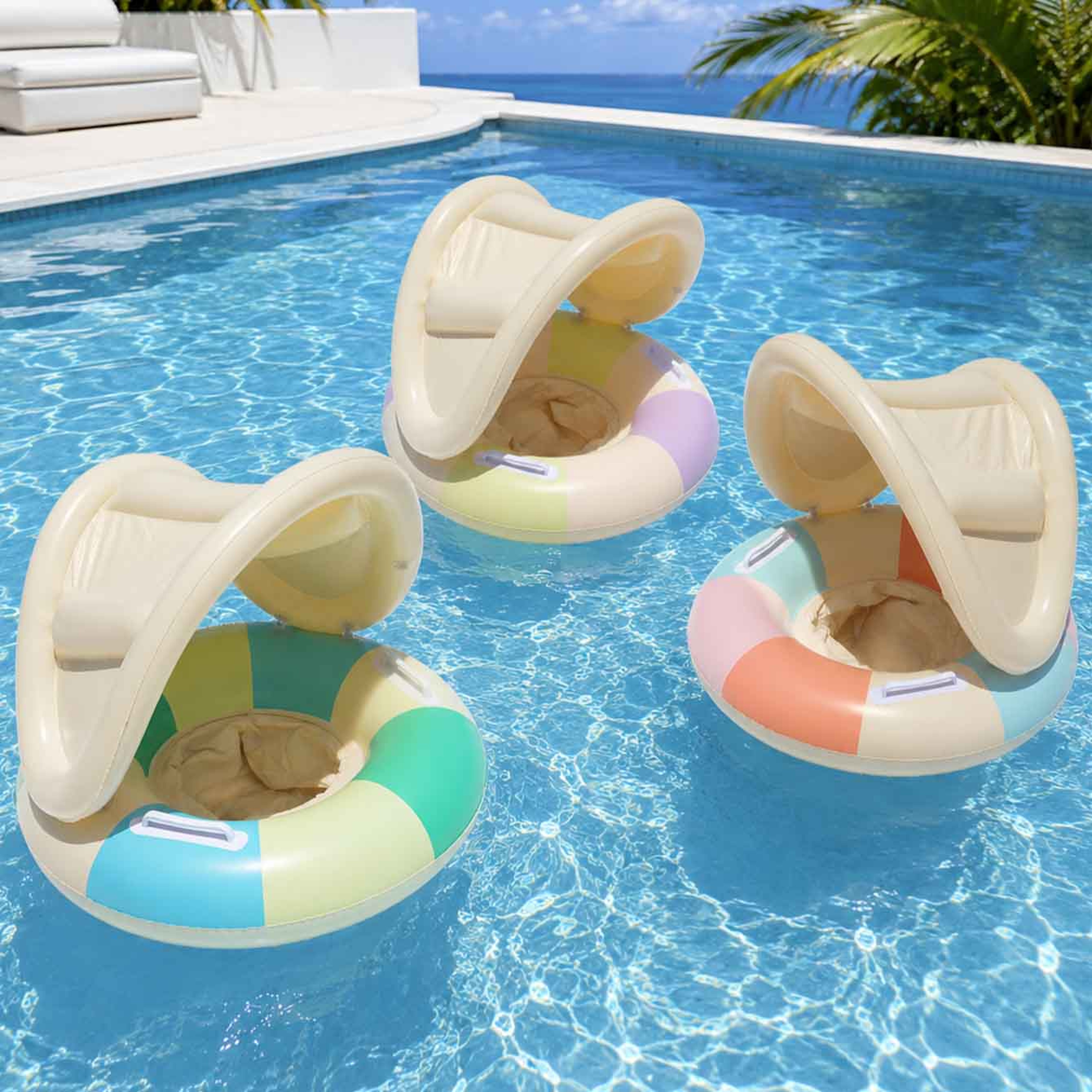 Inflatable Pool Float With Canopy Sunshade Floating Chair 4