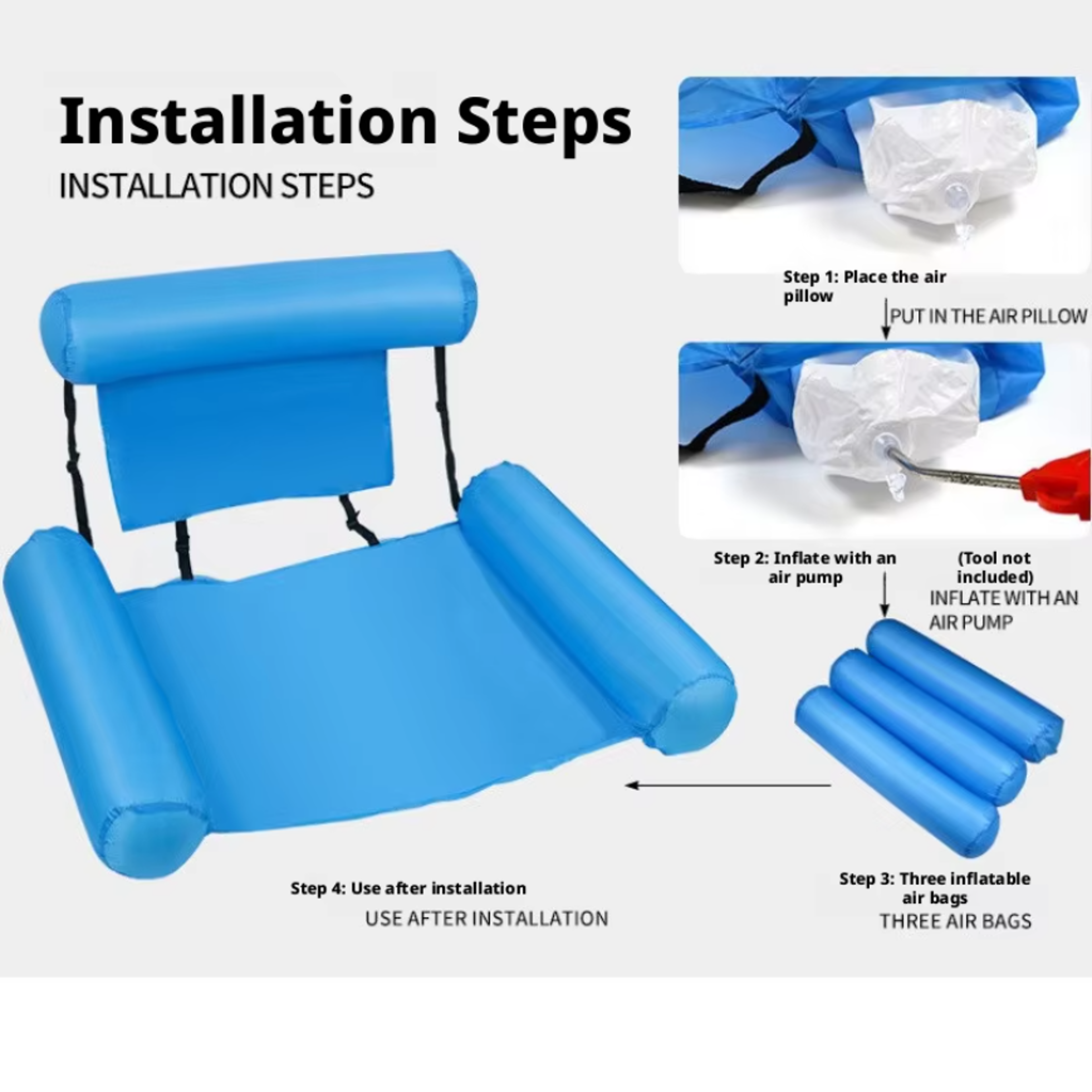 Foldable Inflatable Pool Hammock Float Lounge Chair For Beach And Pool Relaxation 1