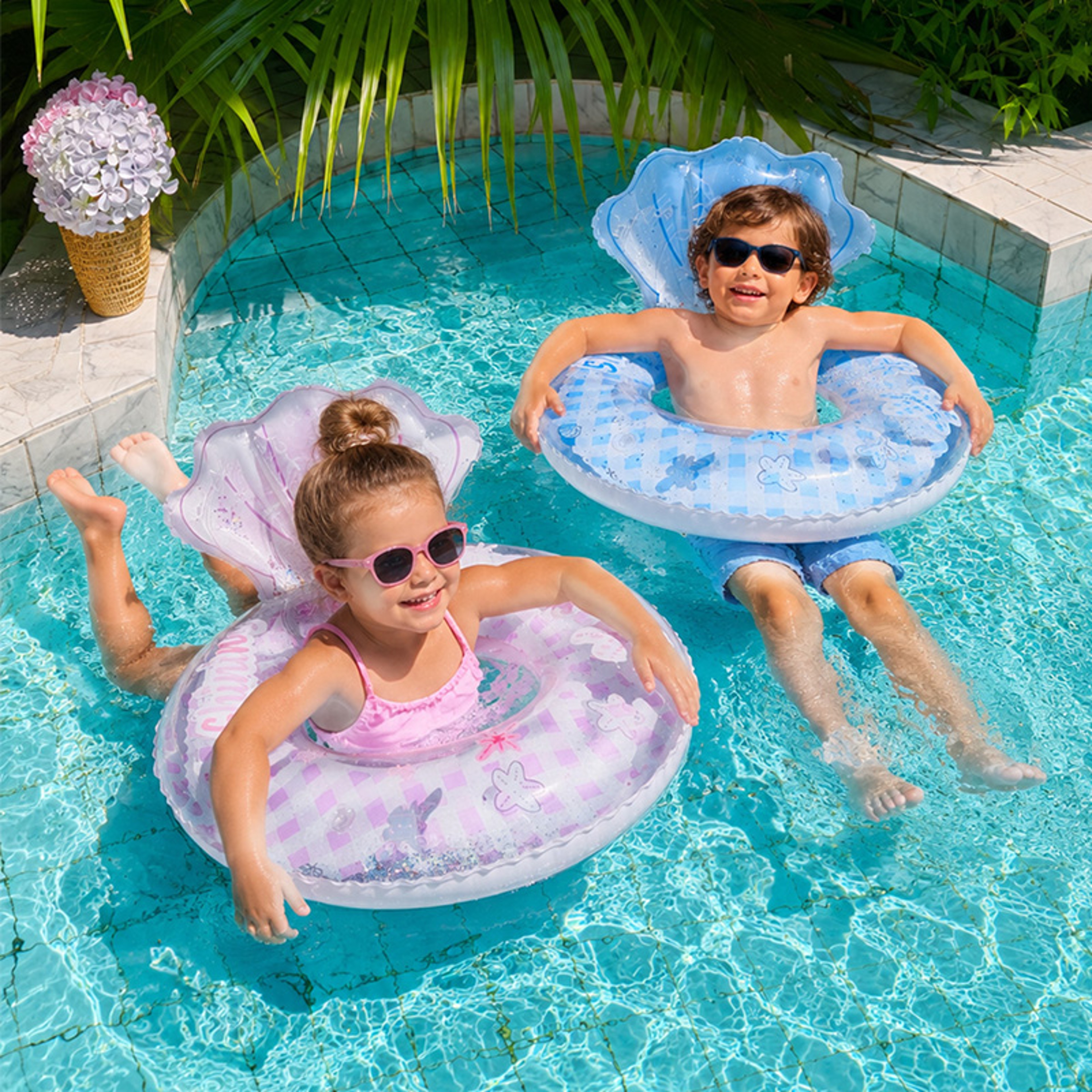 Shell Pool Float With Glitter Sequin Design Inflatable Swimming Ring For Summer Fun 0