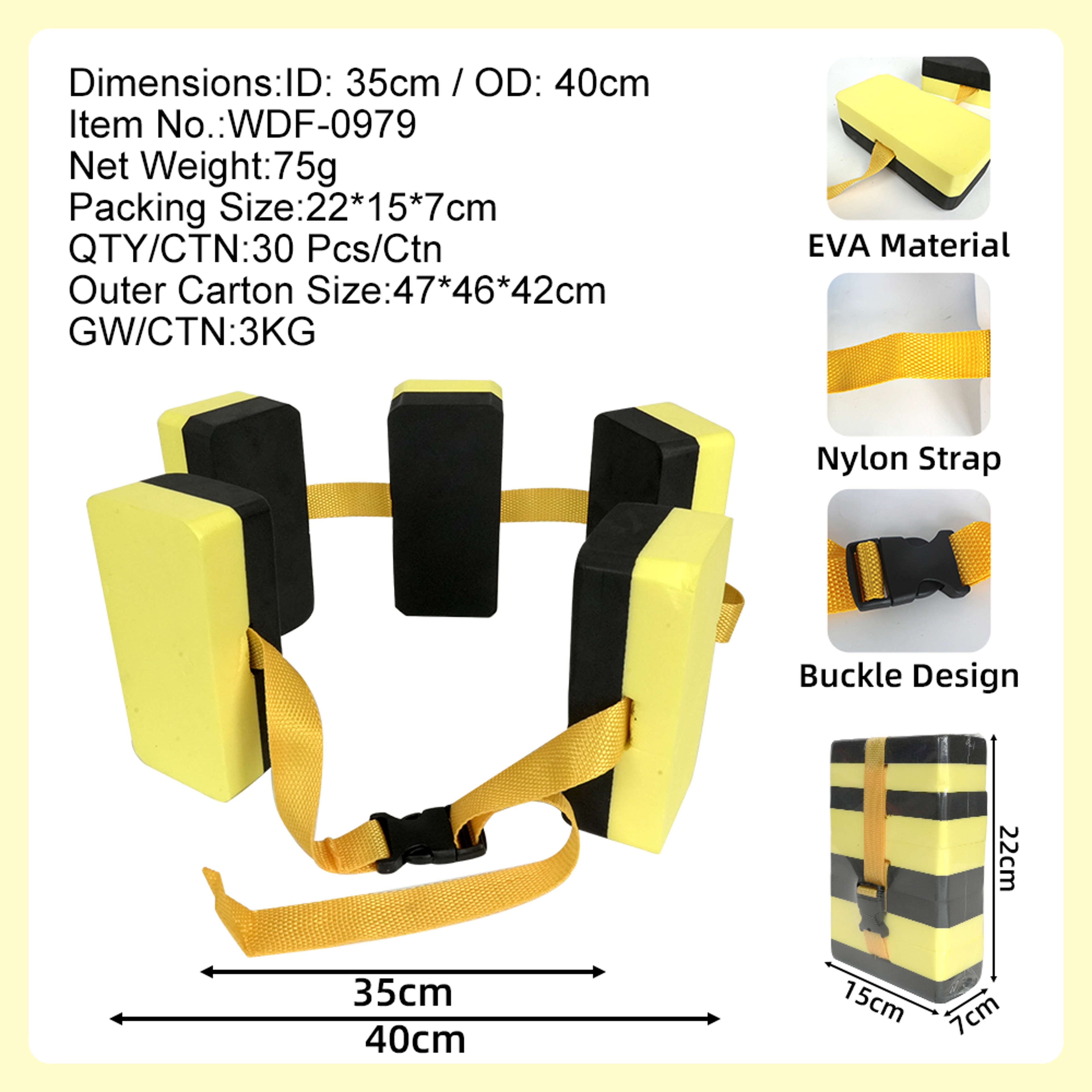 Adjustable EVA Foam Swim Float Belt for Pool Training – view 7