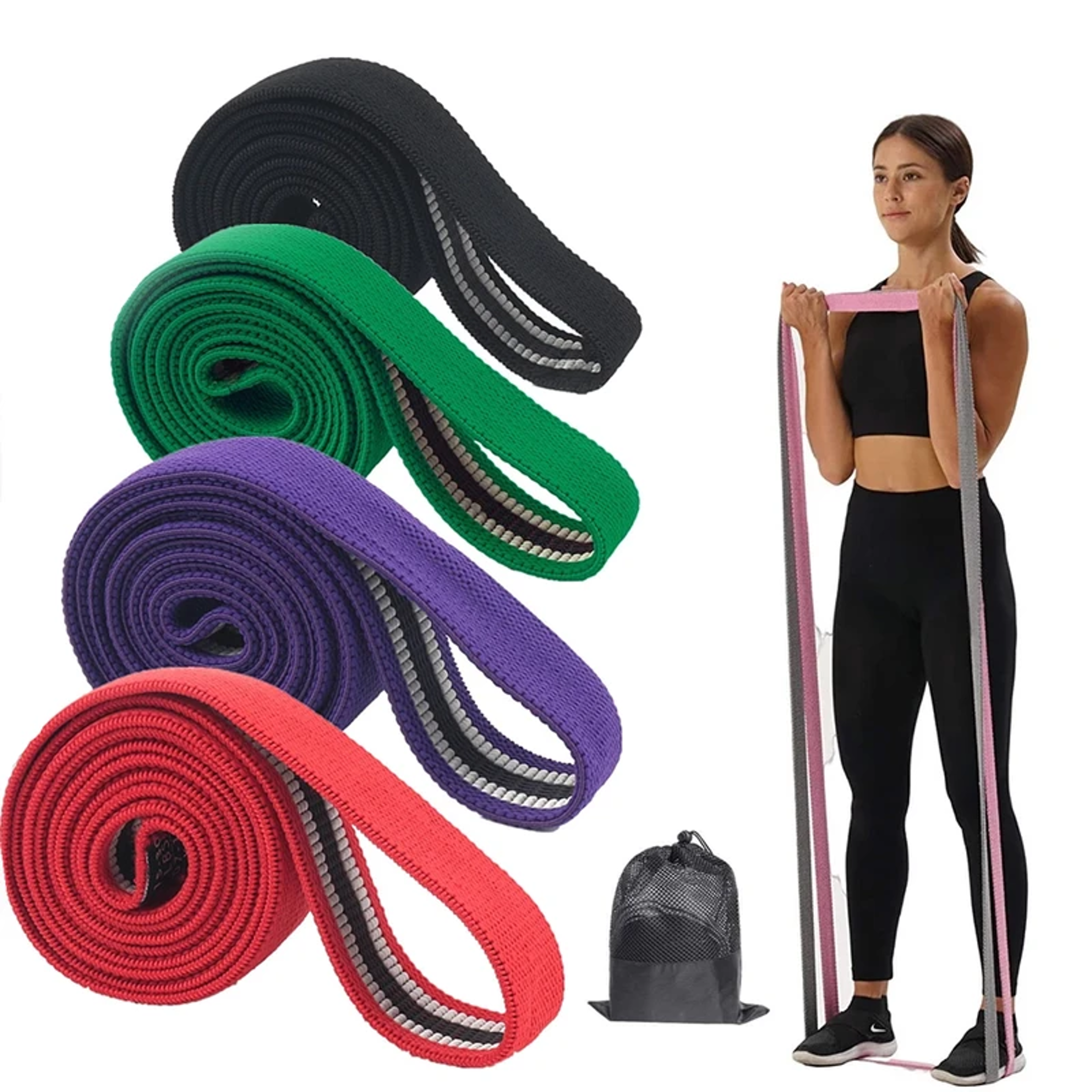 Long Fabric Resistance Bands For Full Body Workouts And Stretching 0