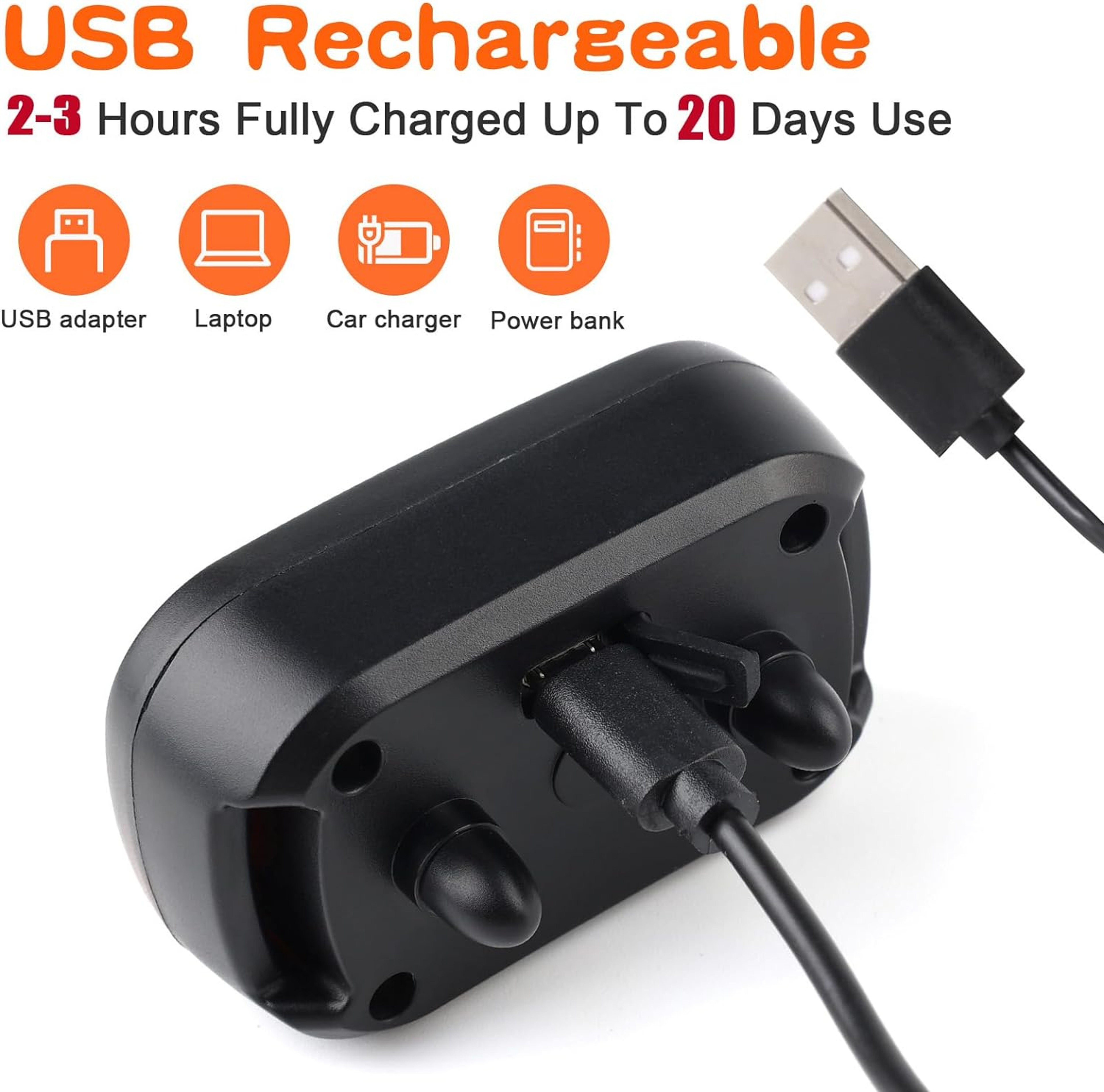 USB Rechargeable Anti Barking Dog Training Collar With Vibration Control 5