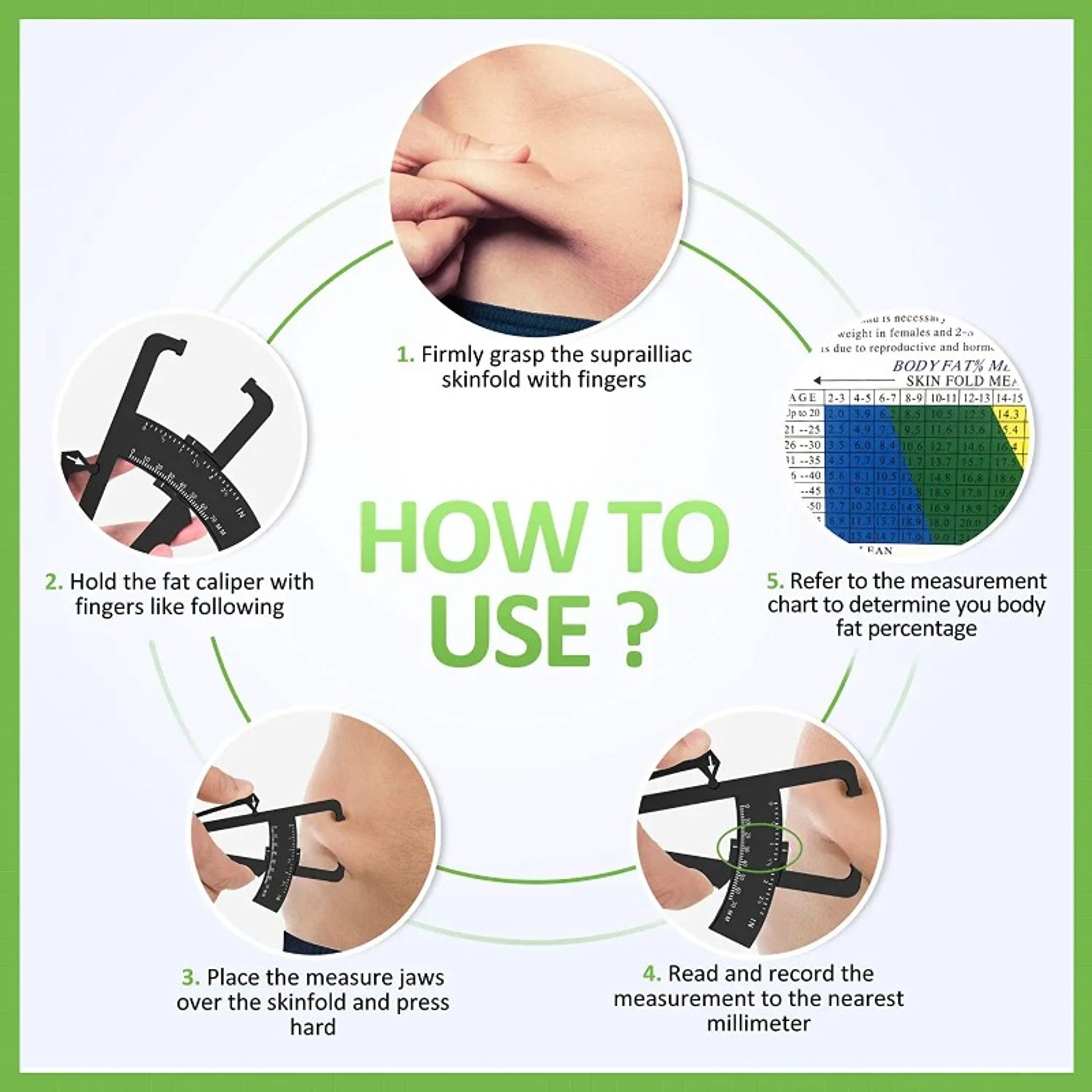 Body Fat Caliper Kit With Body Composition Measurement Tool For Men And Women 2