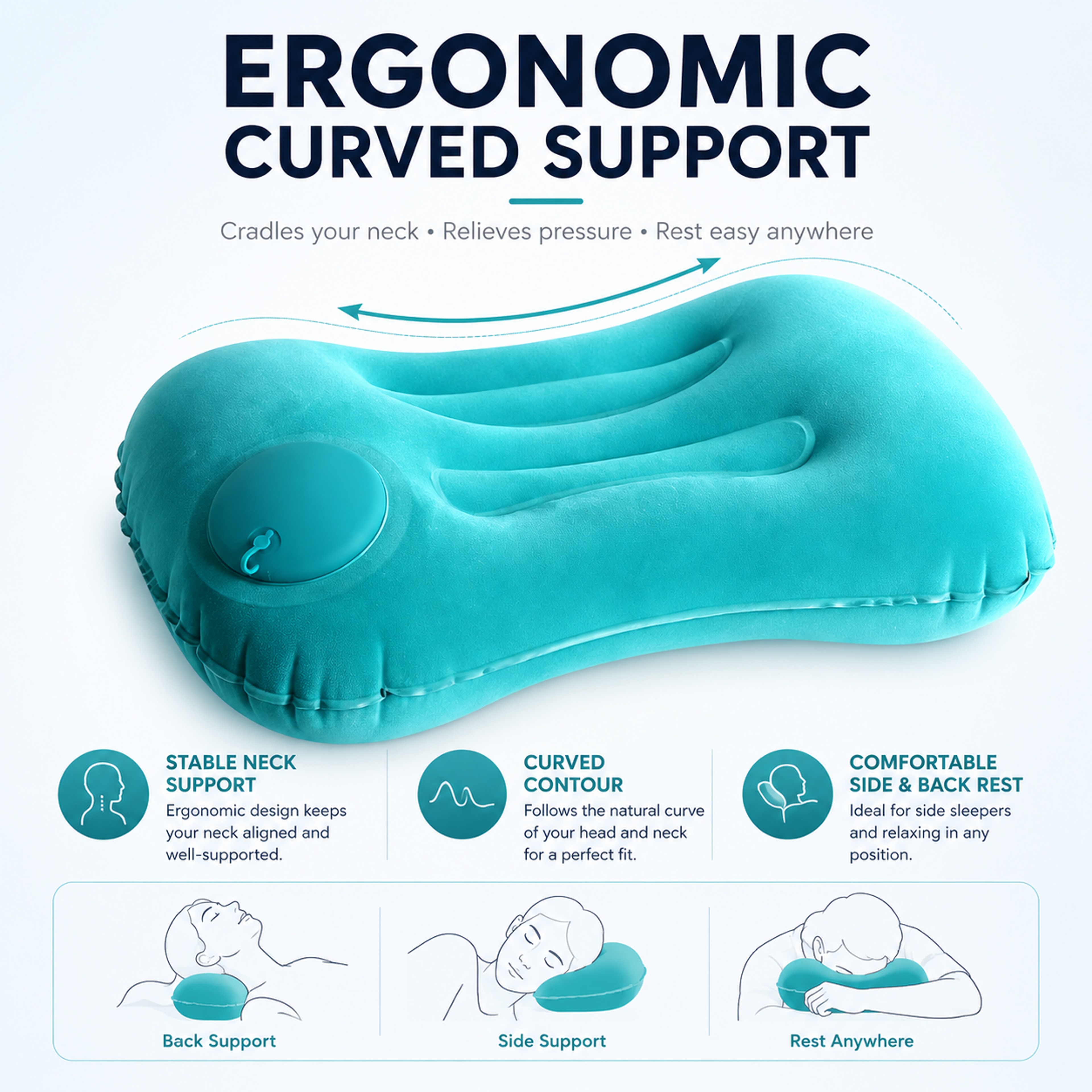 Ergonomic Inflatable Travel Pillow with Sleep Kit – view 2