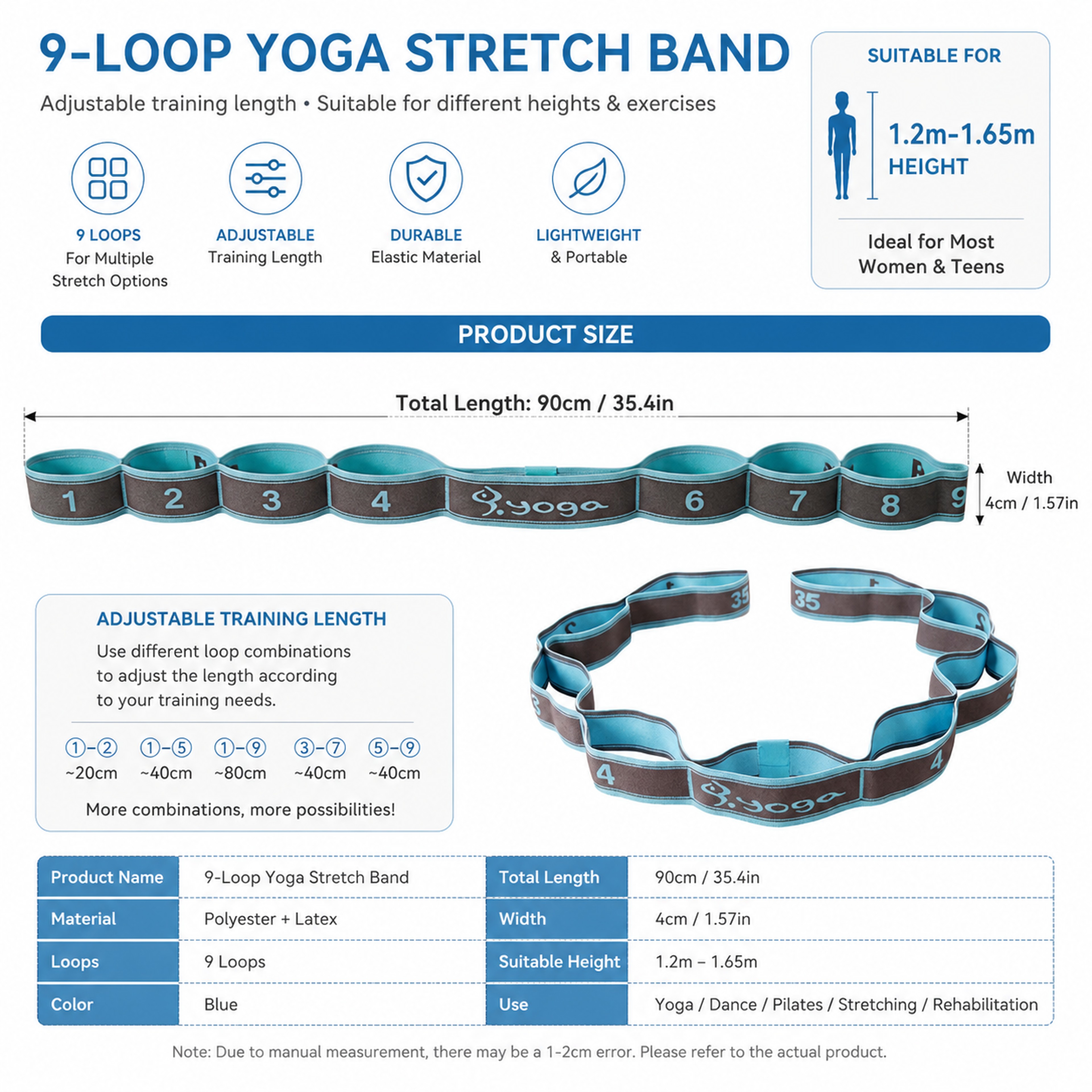 Nine Loop Yoga Stretch Strap for Dance and Flexibility Training – view 4
