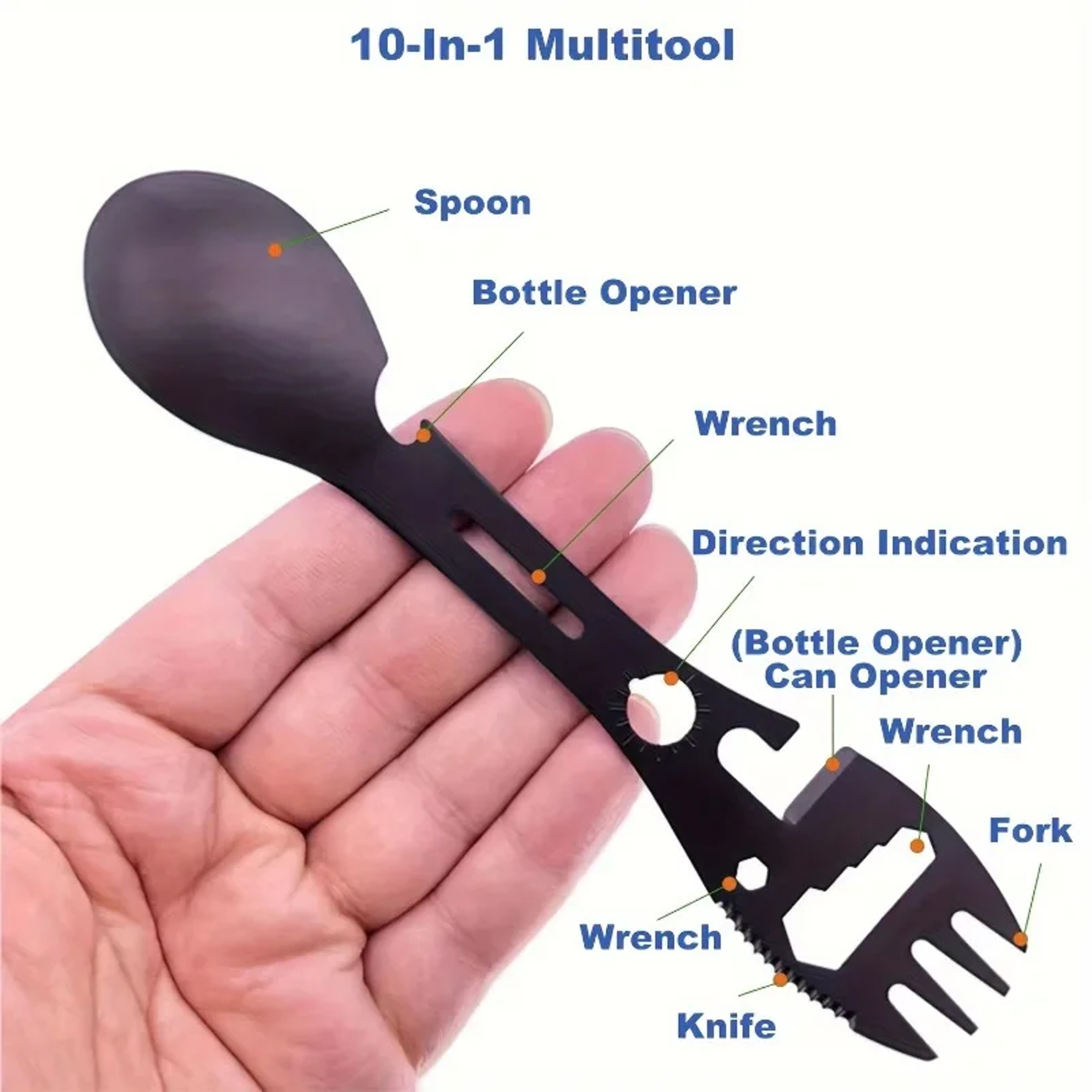 Camping Multitool Spoon with Fork, Bottle Opener and Whistle – view 2