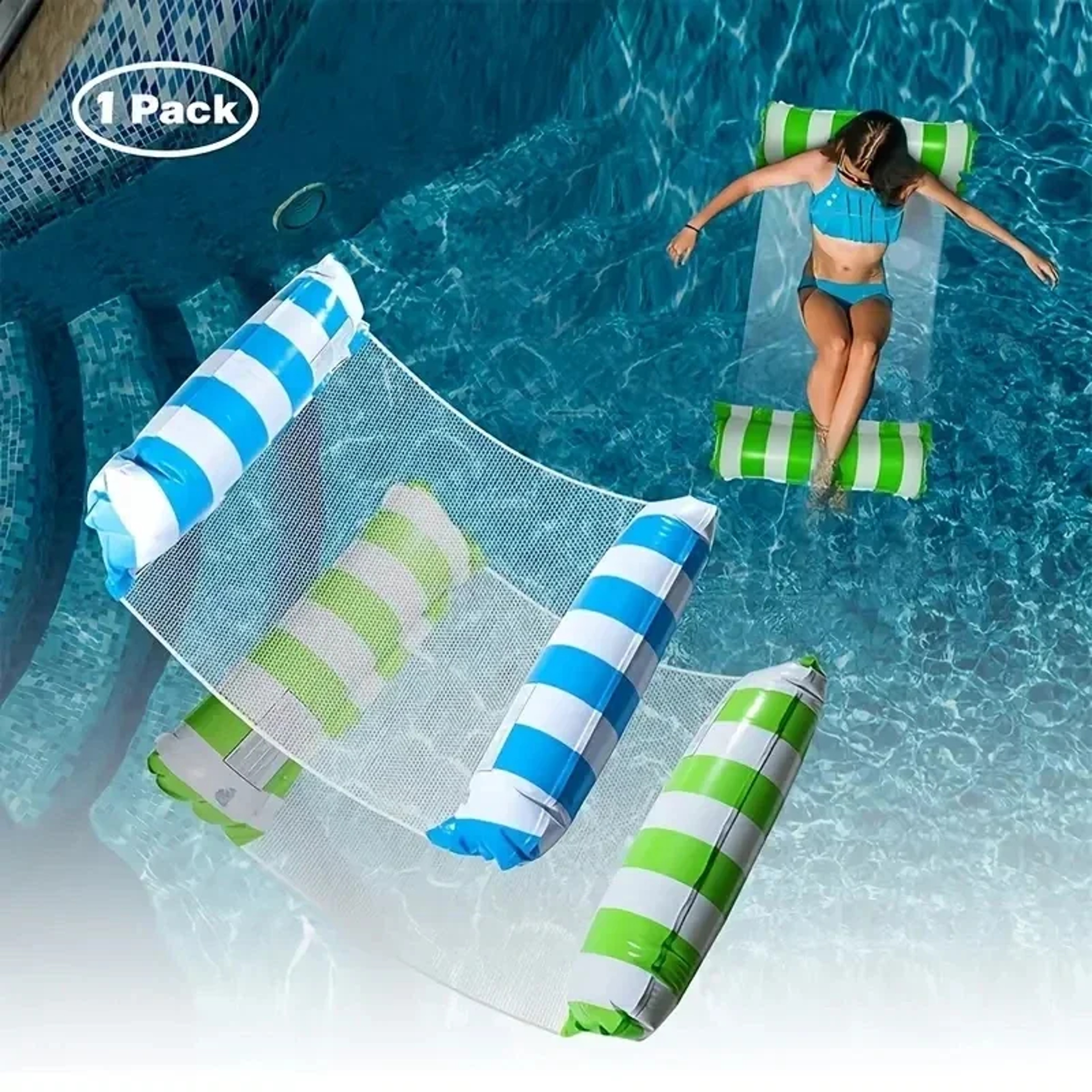 Inflatable Pool Hammock And Adult Pool Float Lounger 1