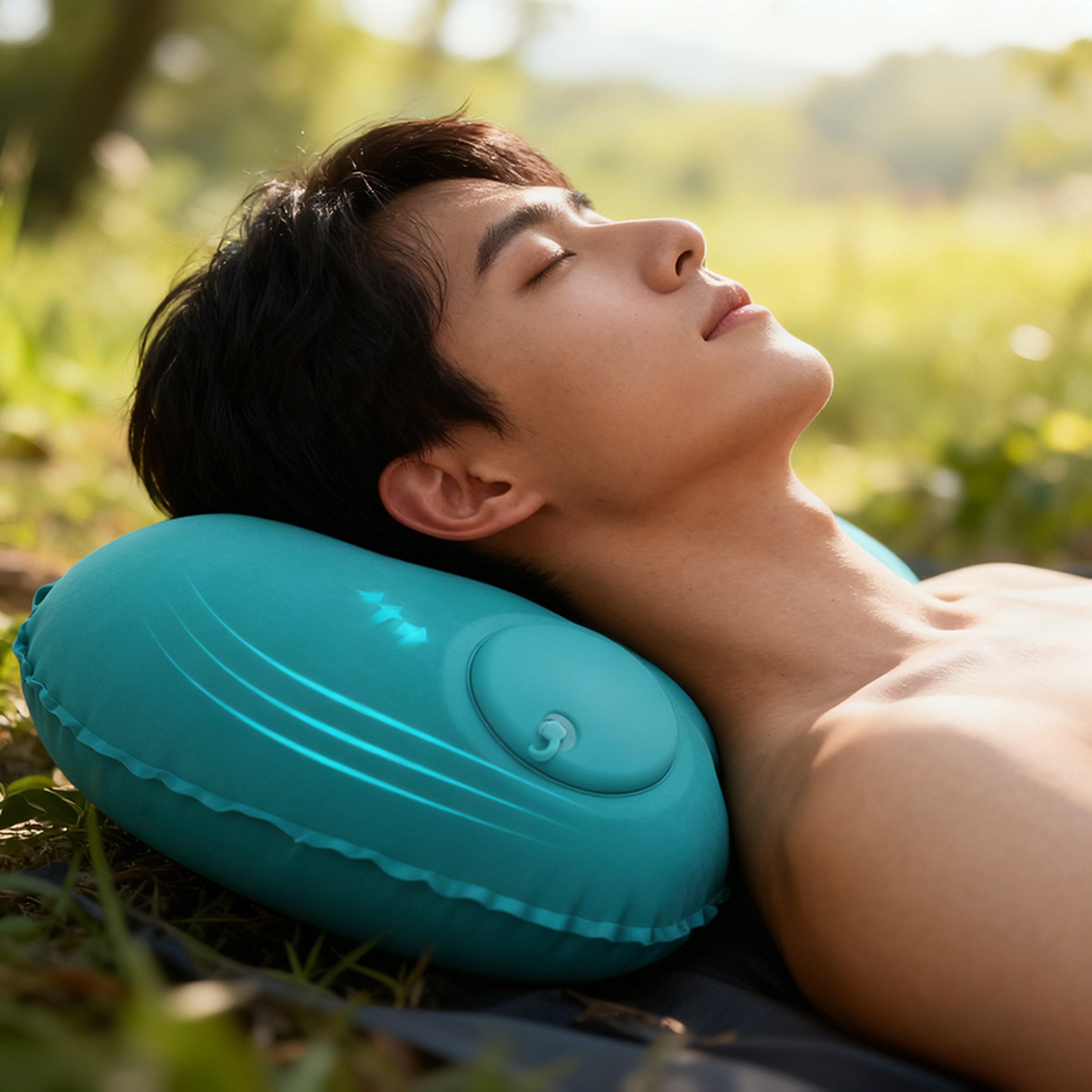 Inflatable Travel Pillow With Built In Pump Portable Neck Back Support Cushion 0