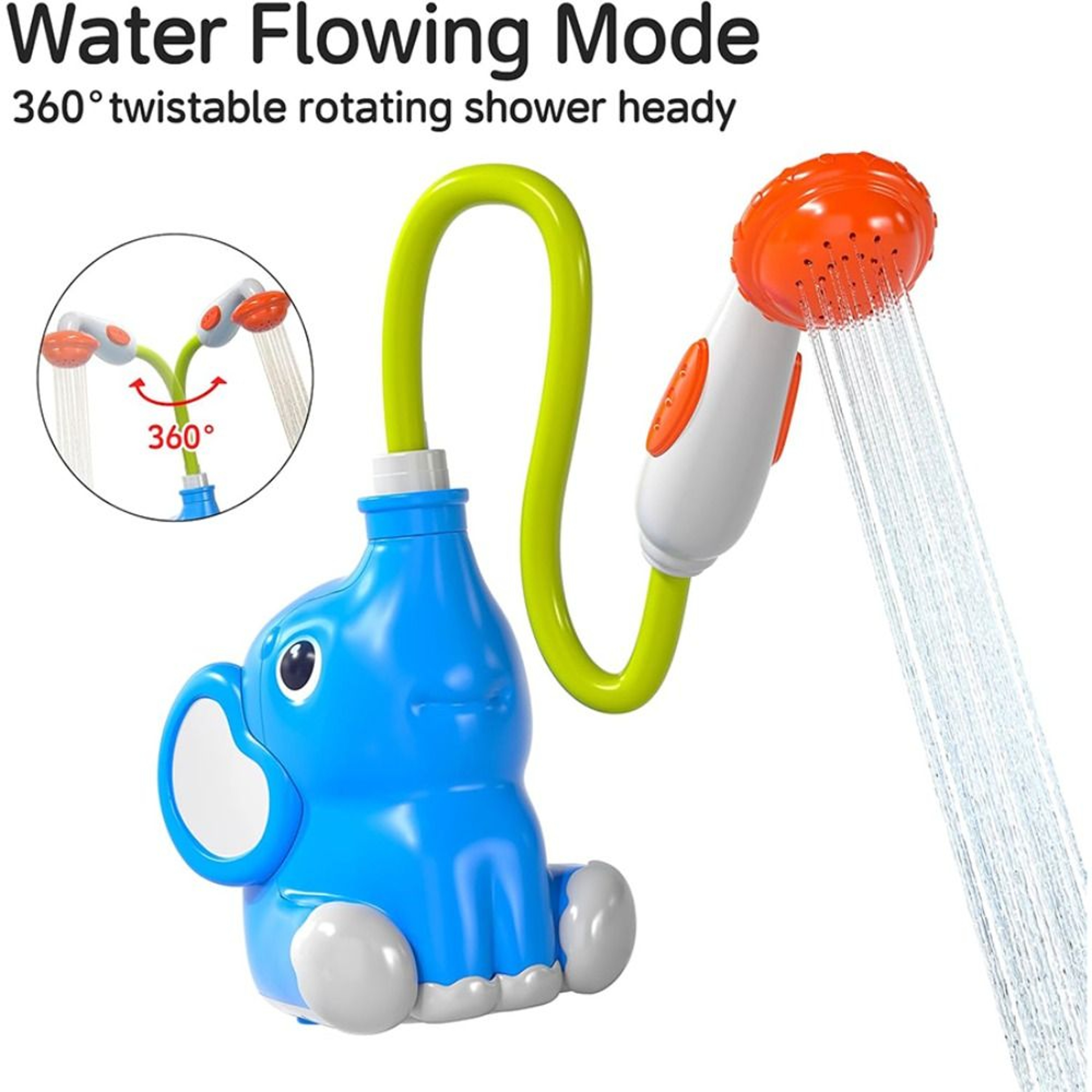 Cute Elephant Bath Shower Head for Toddlers with Rotating Spray Water Fun – view 2
