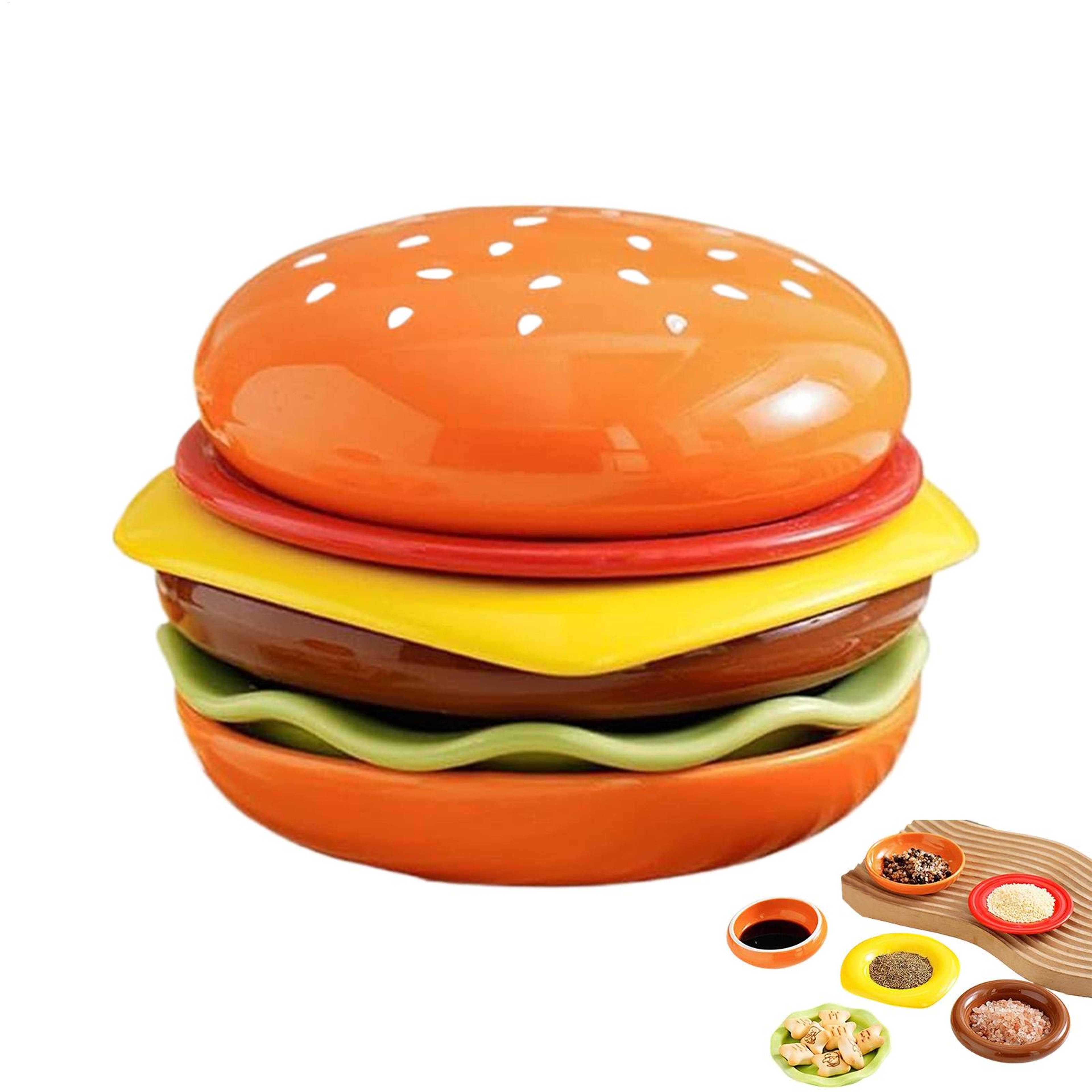 Stackable Hamburger Plate Set with Sauce Containers for Fun Kitchen Dining – view 1