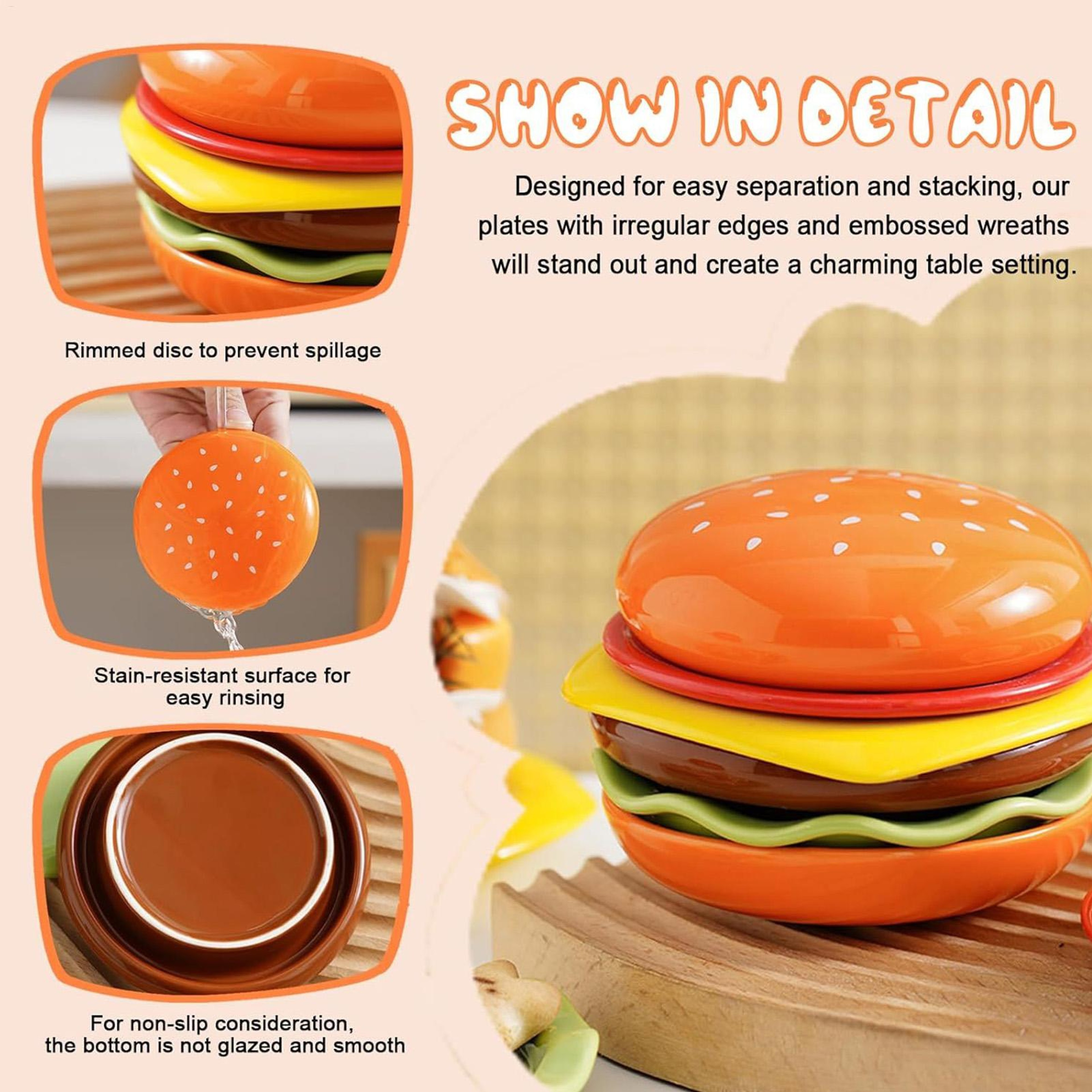 Stackable Hamburger Plate Set with Sauce Containers for Fun Kitchen Dining – view 3