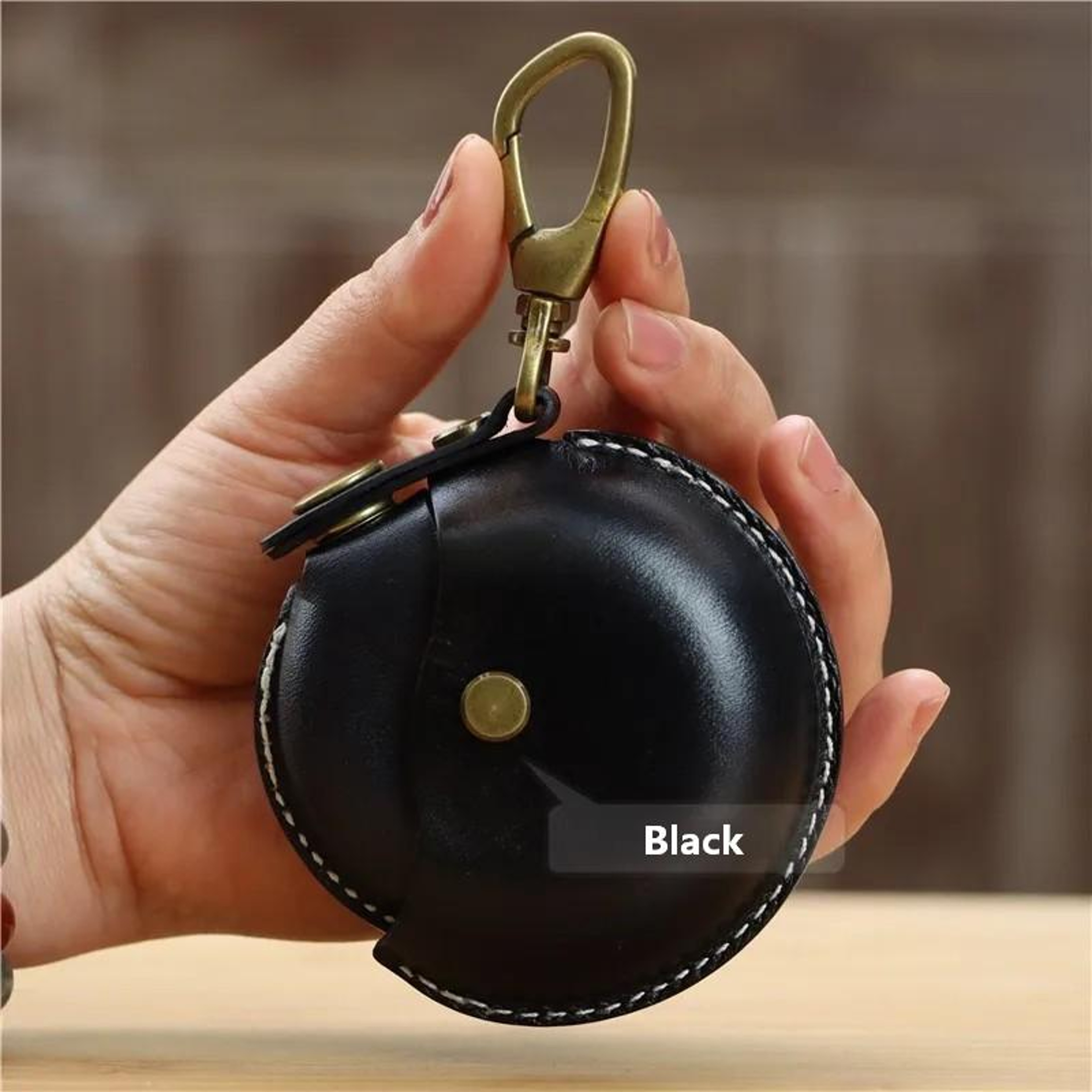 Handcrafted Genuine Leather Earphone Case And Round Storage Pouch 7