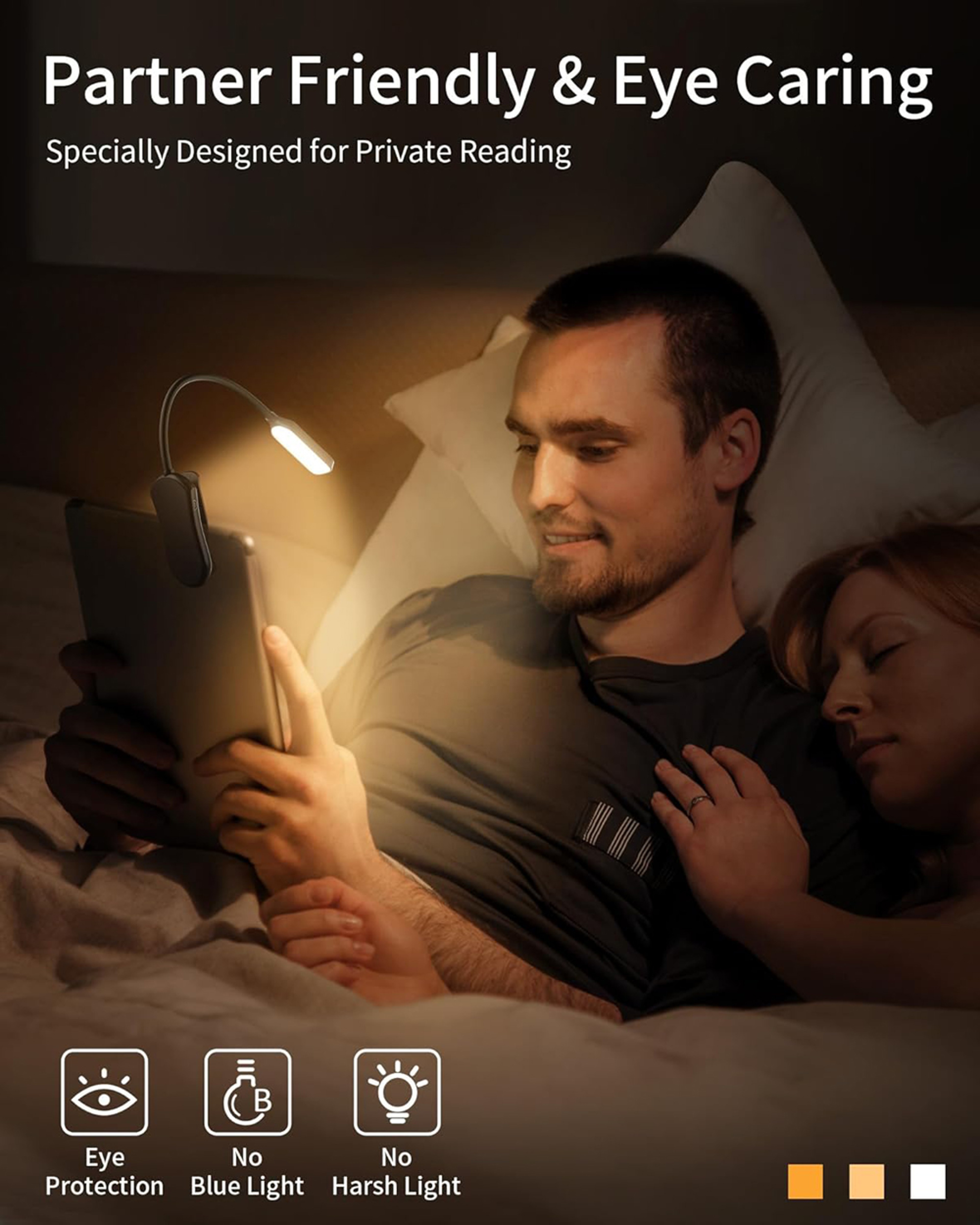 Rechargeable LED Book Light With Three Color Modes 3