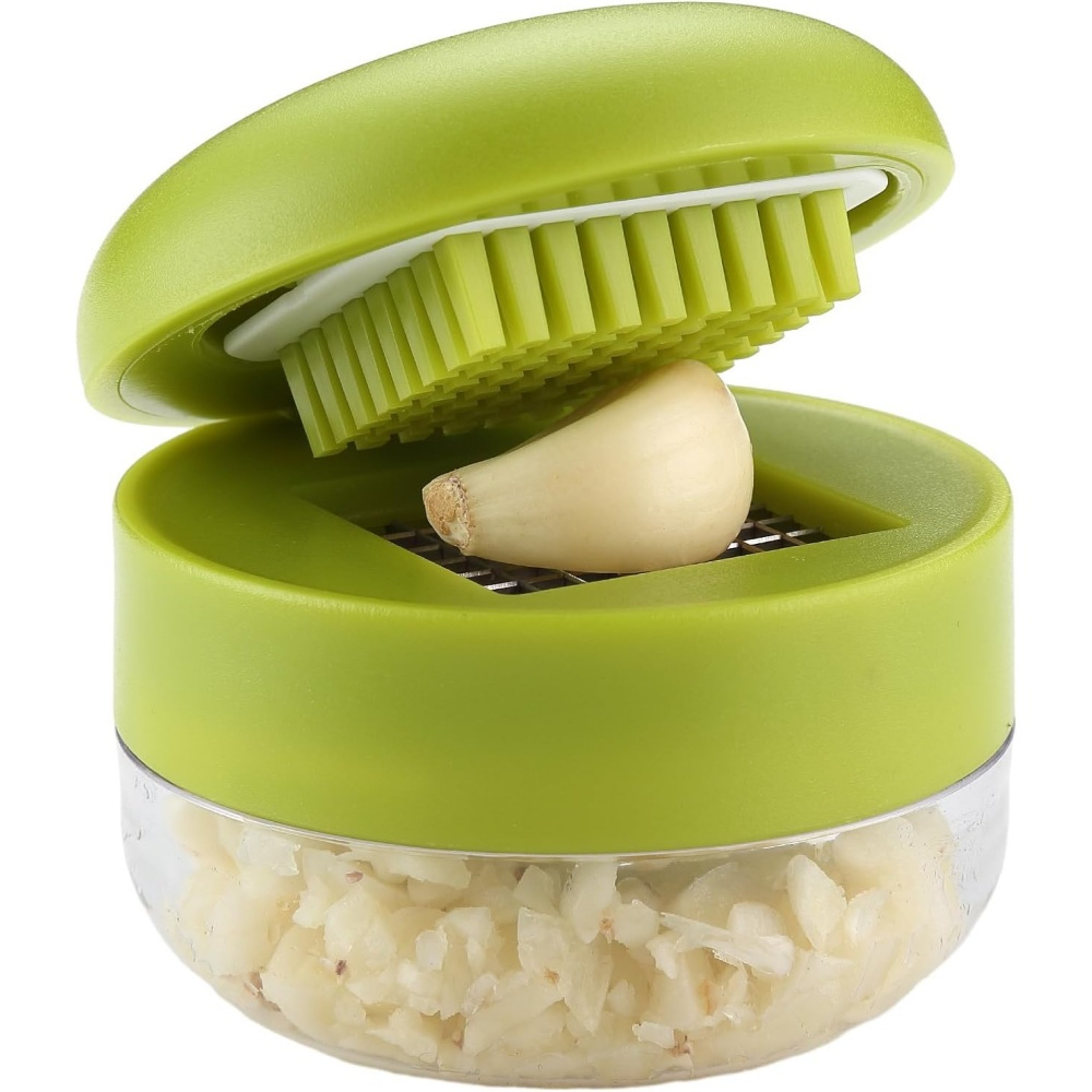 Manual Garlic Press and Slicer with Storage Container – view 1