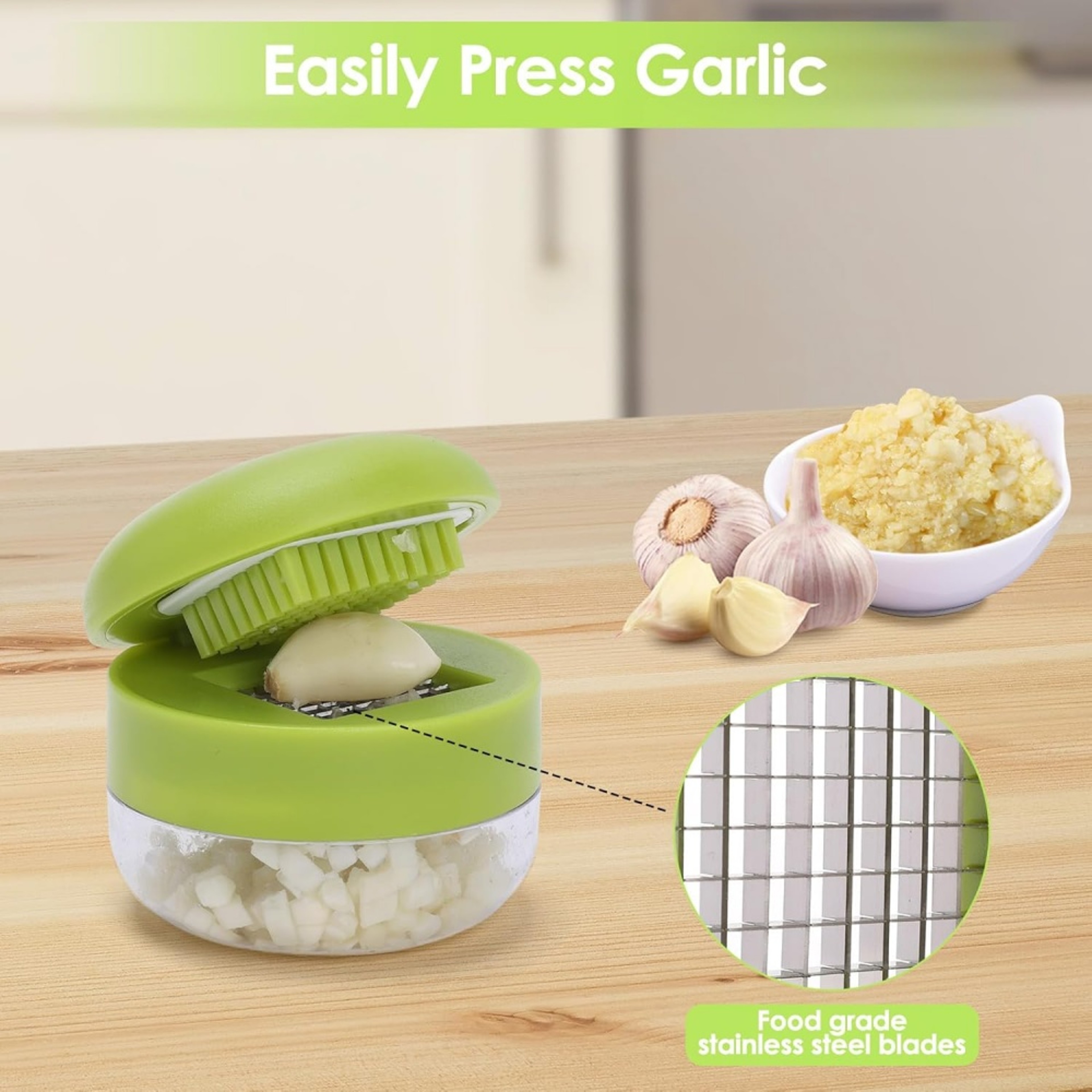 Manual Garlic Press and Slicer with Storage Container – view 5