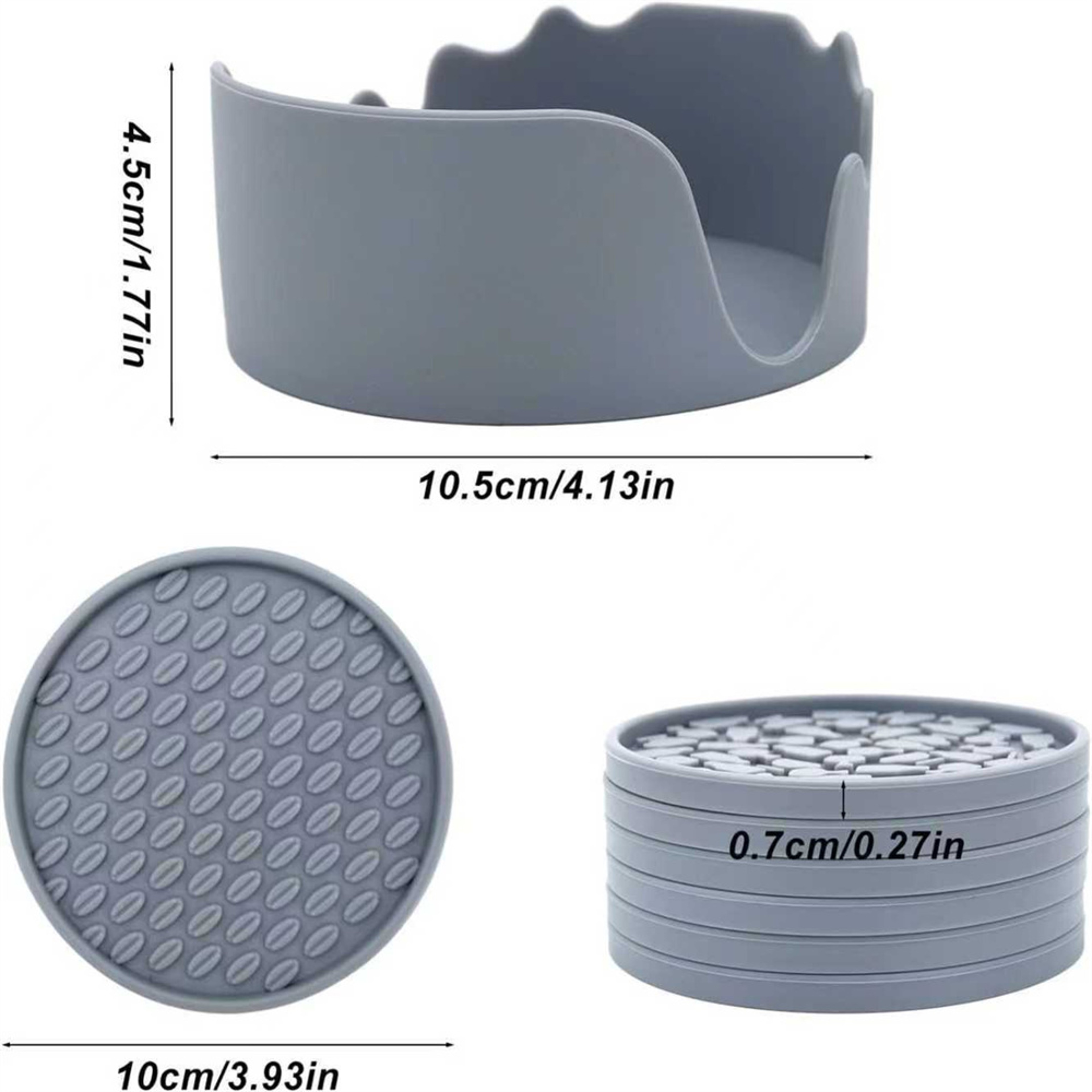 Six Piece Non Slip Silicone Drink Coasters With Holder 1