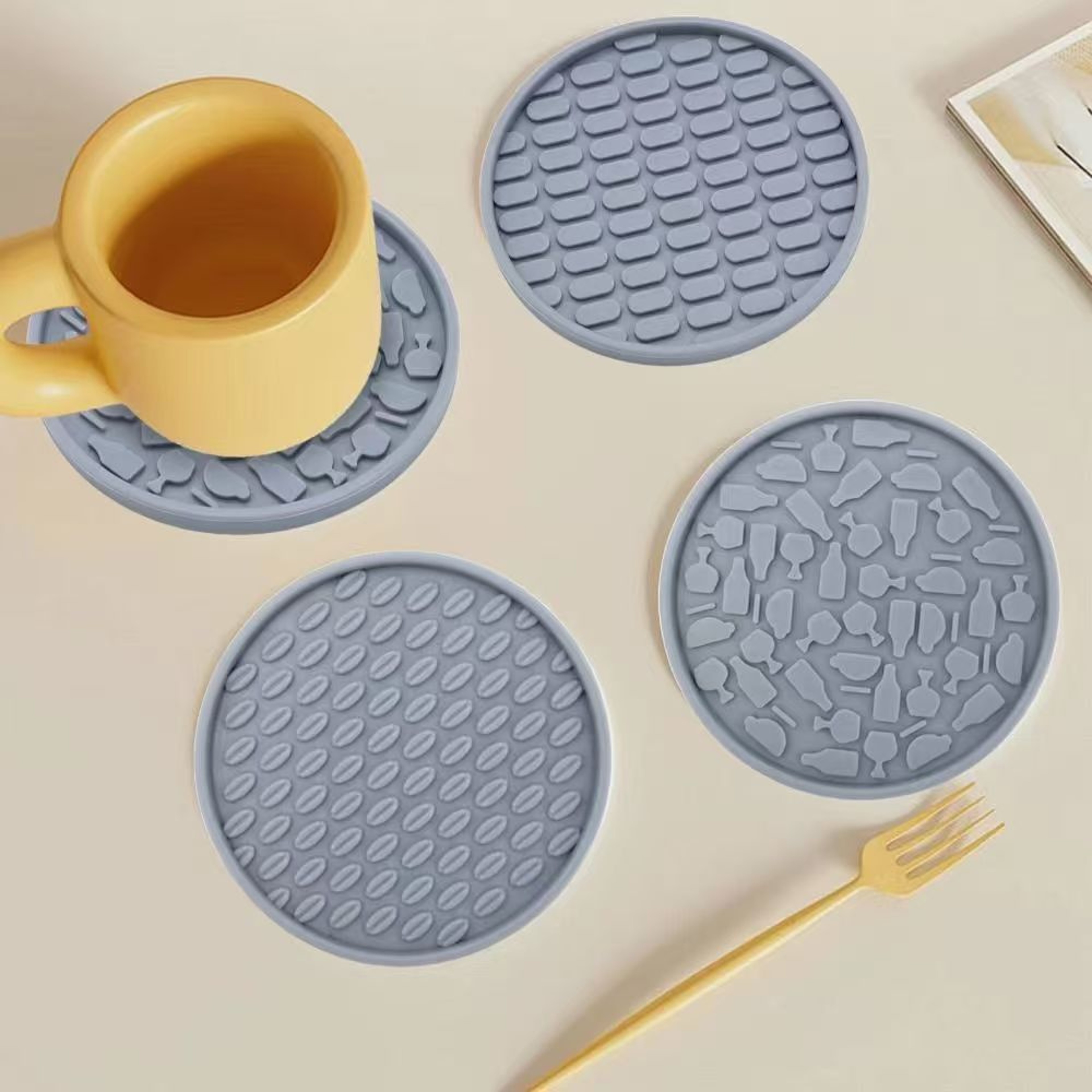 Six Piece Non Slip Silicone Drink Coasters With Holder 2