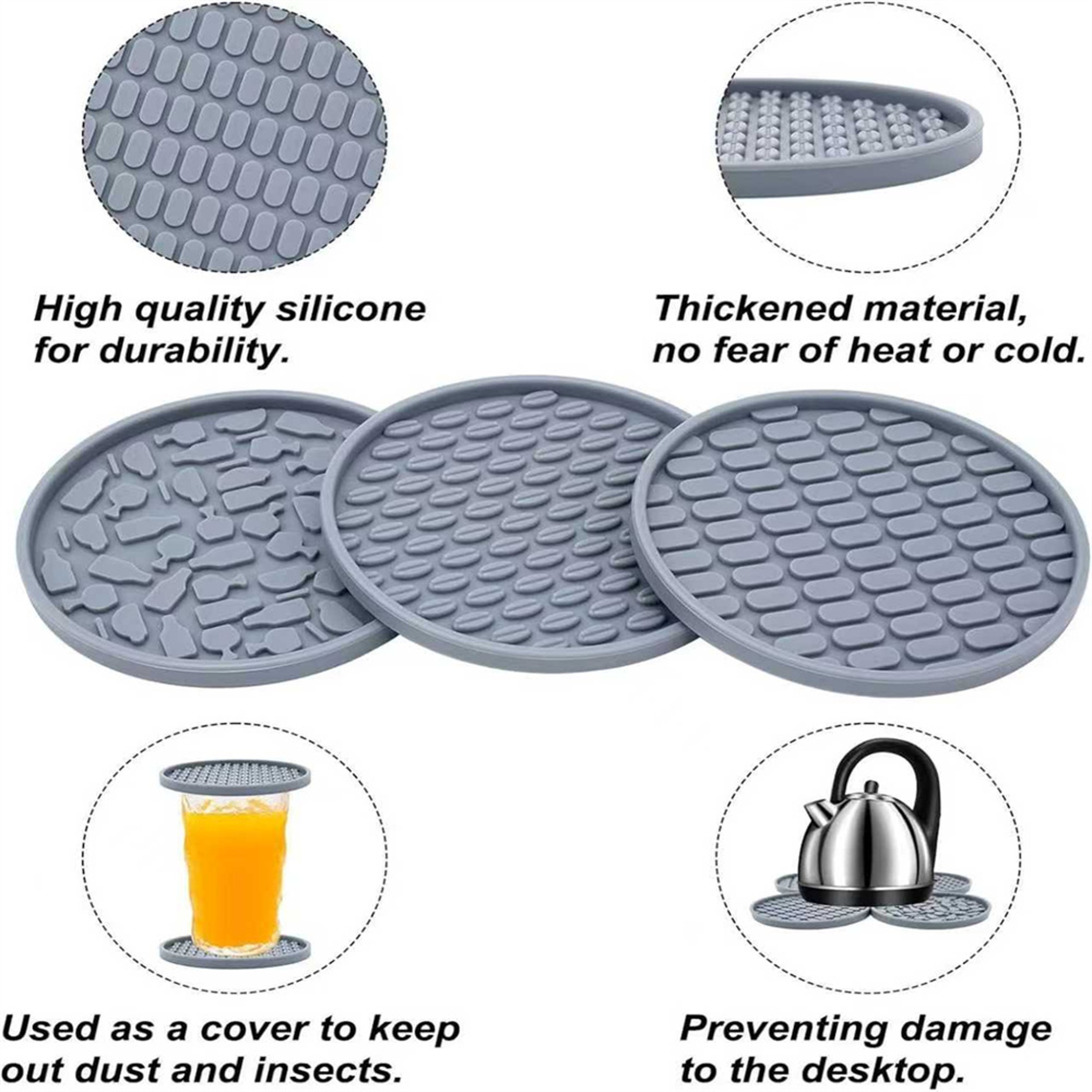 Six Piece Non Slip Silicone Drink Coasters With Holder 3