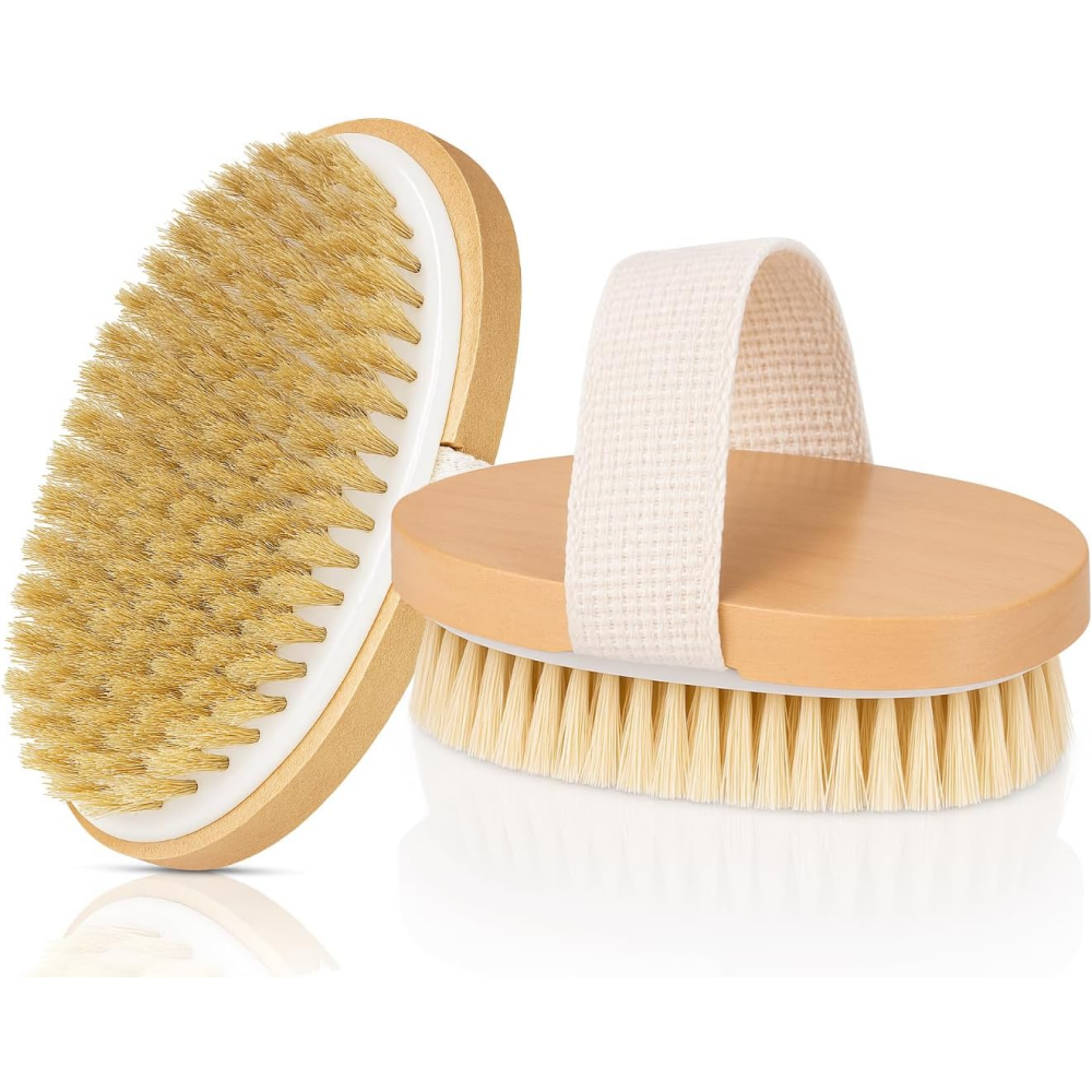 Natural Boar Bristle Body Brush With Bamboo Back Scrubber 0