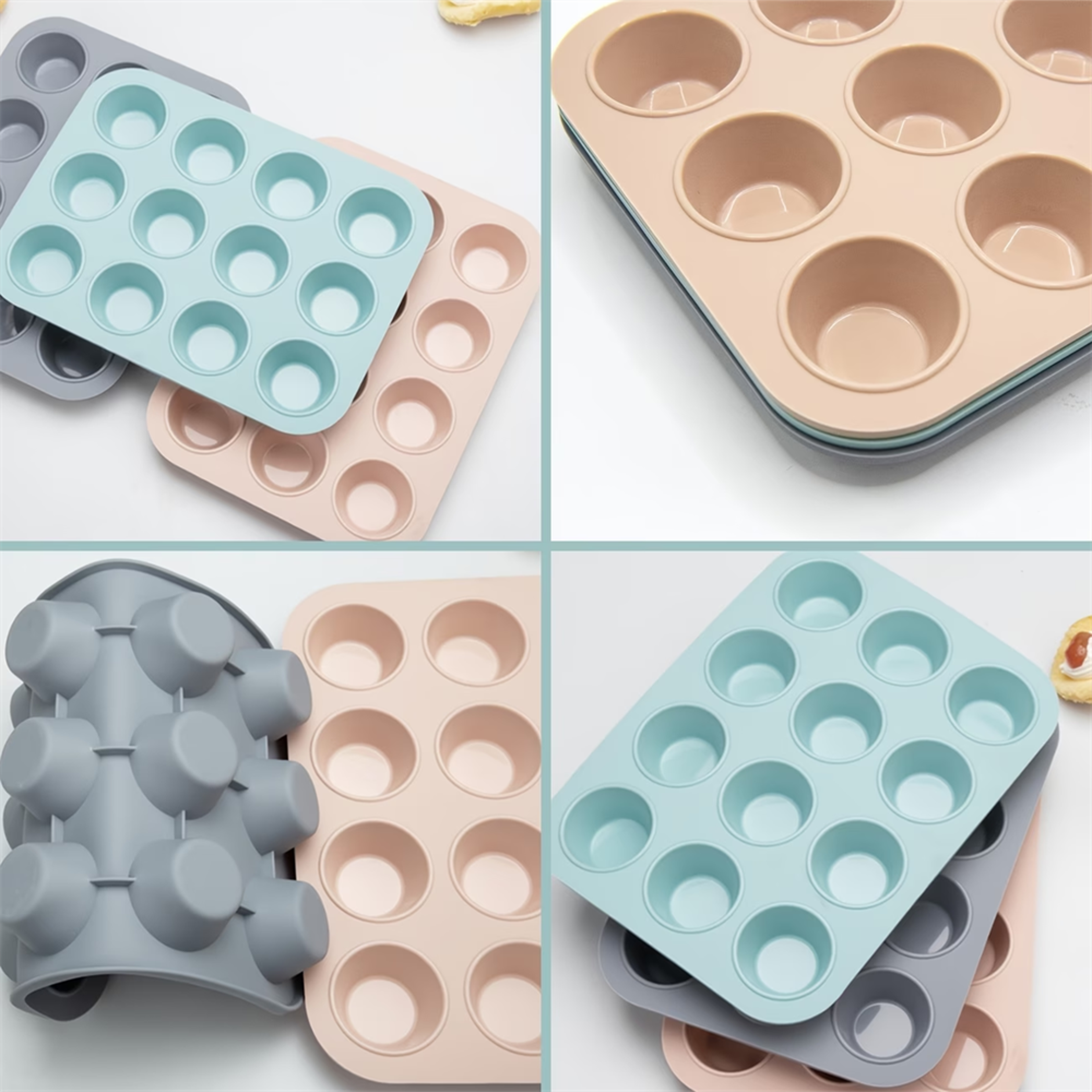 Silicone Muffin Pan Nonstick SpaceSaving Baking Mold 4