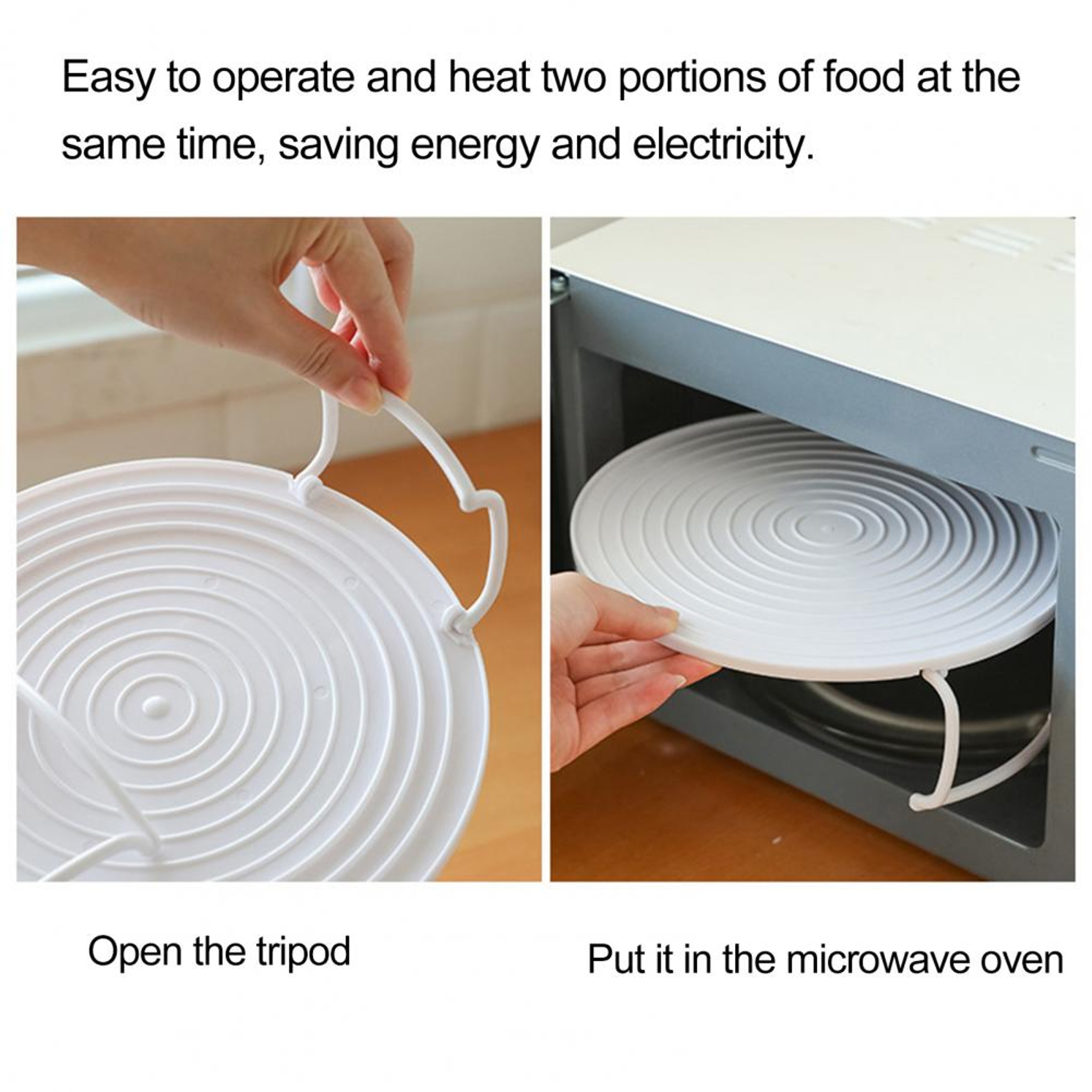 Foldable Microwave Plate Stacker And Steaming Tray Rack 4