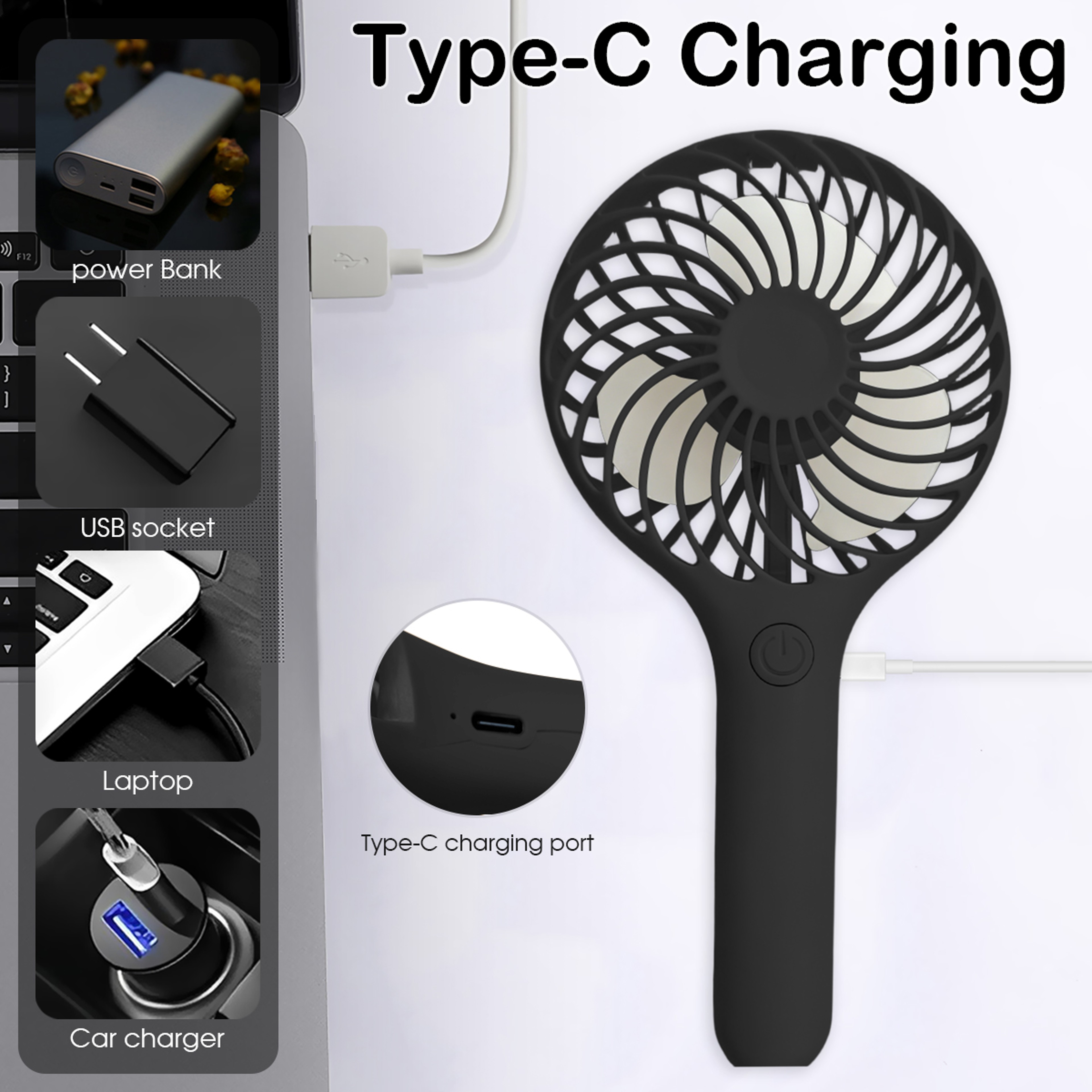 Portable Mini Handheld Fan USB Rechargeable Speed Personal Cooling Fan 4