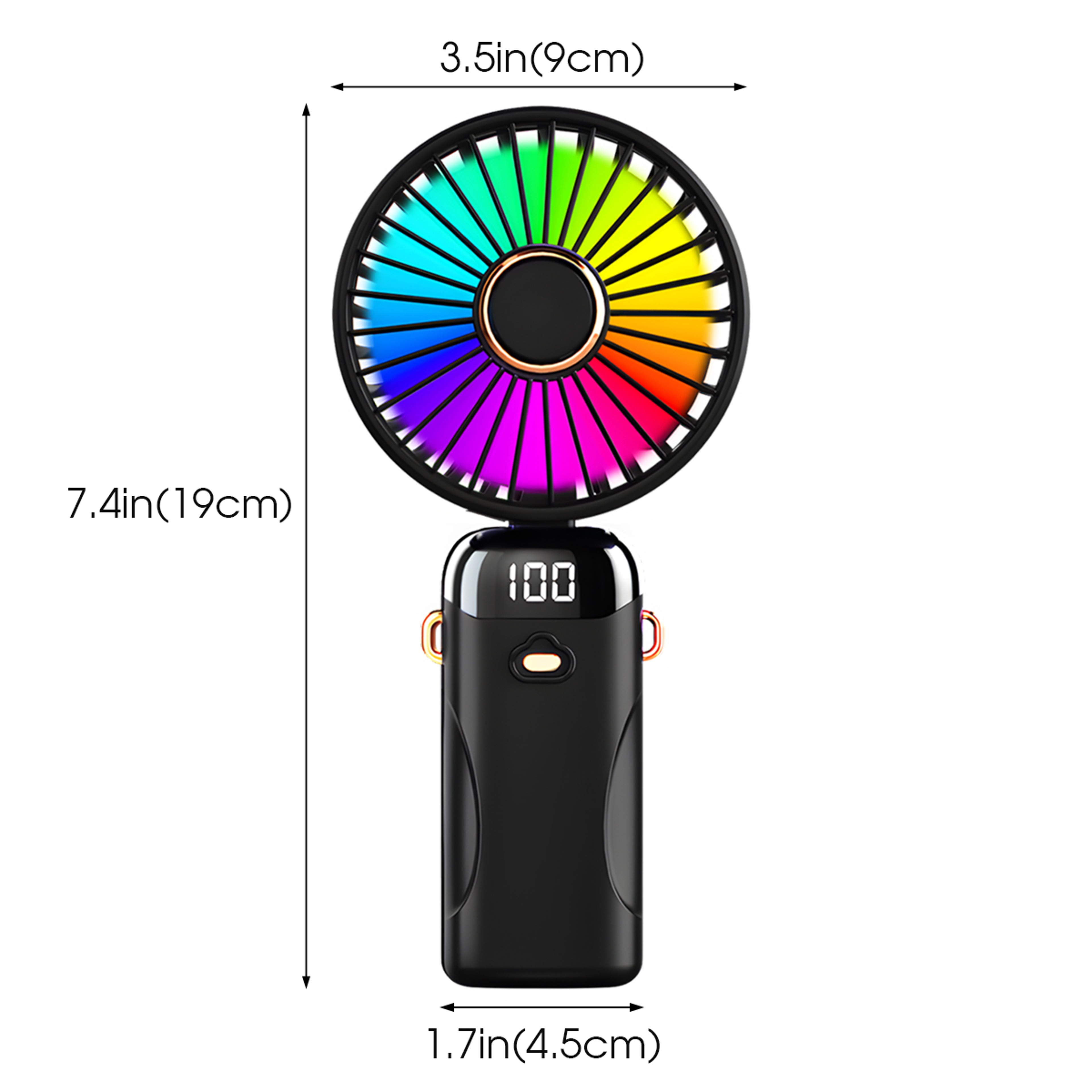 Portable Foldable Handheld Fan With LED Light USB Rechargeable Mini Cooling Fan 8