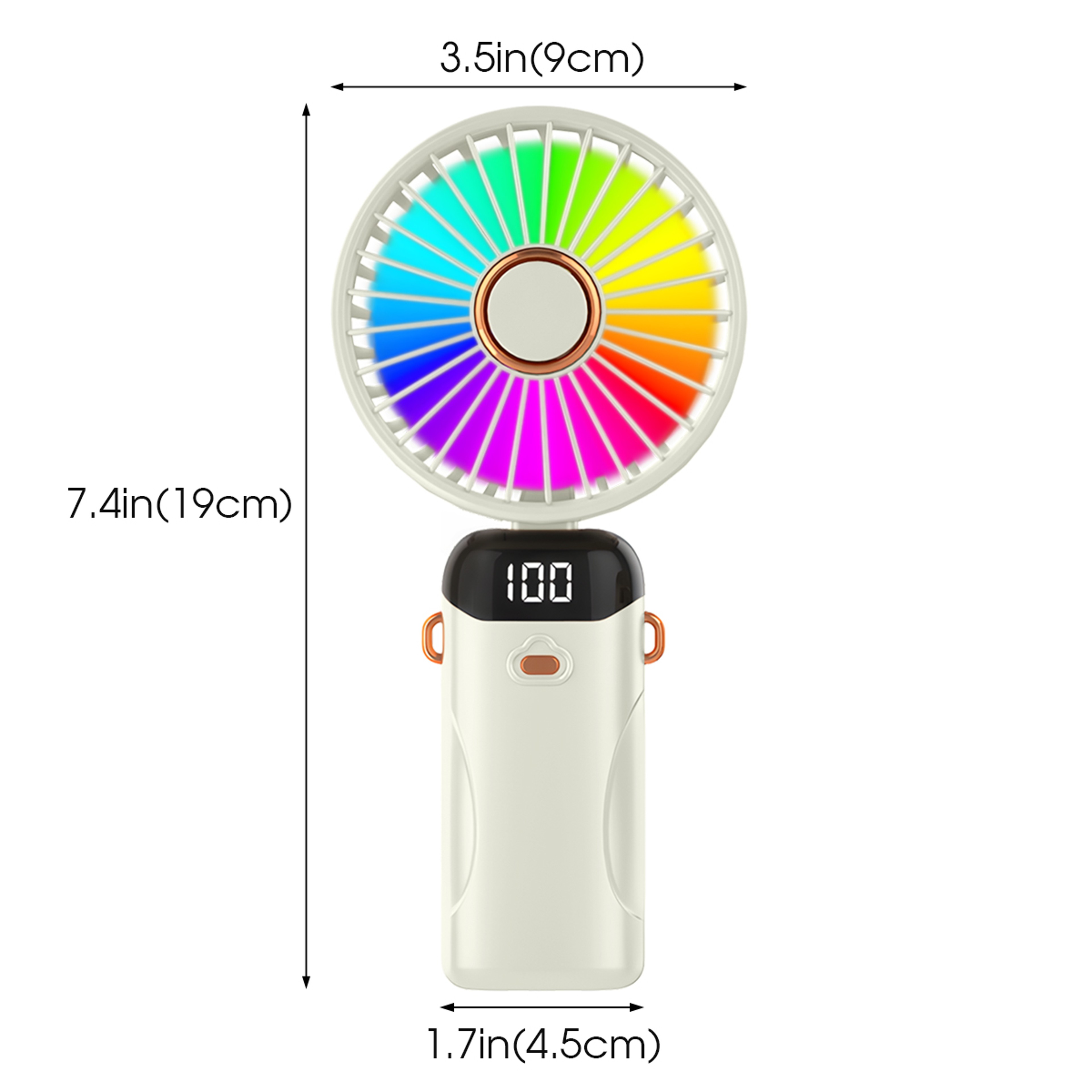 Portable Foldable Handheld Fan With LED Light USB Rechargeable Mini Cooling Fan 7