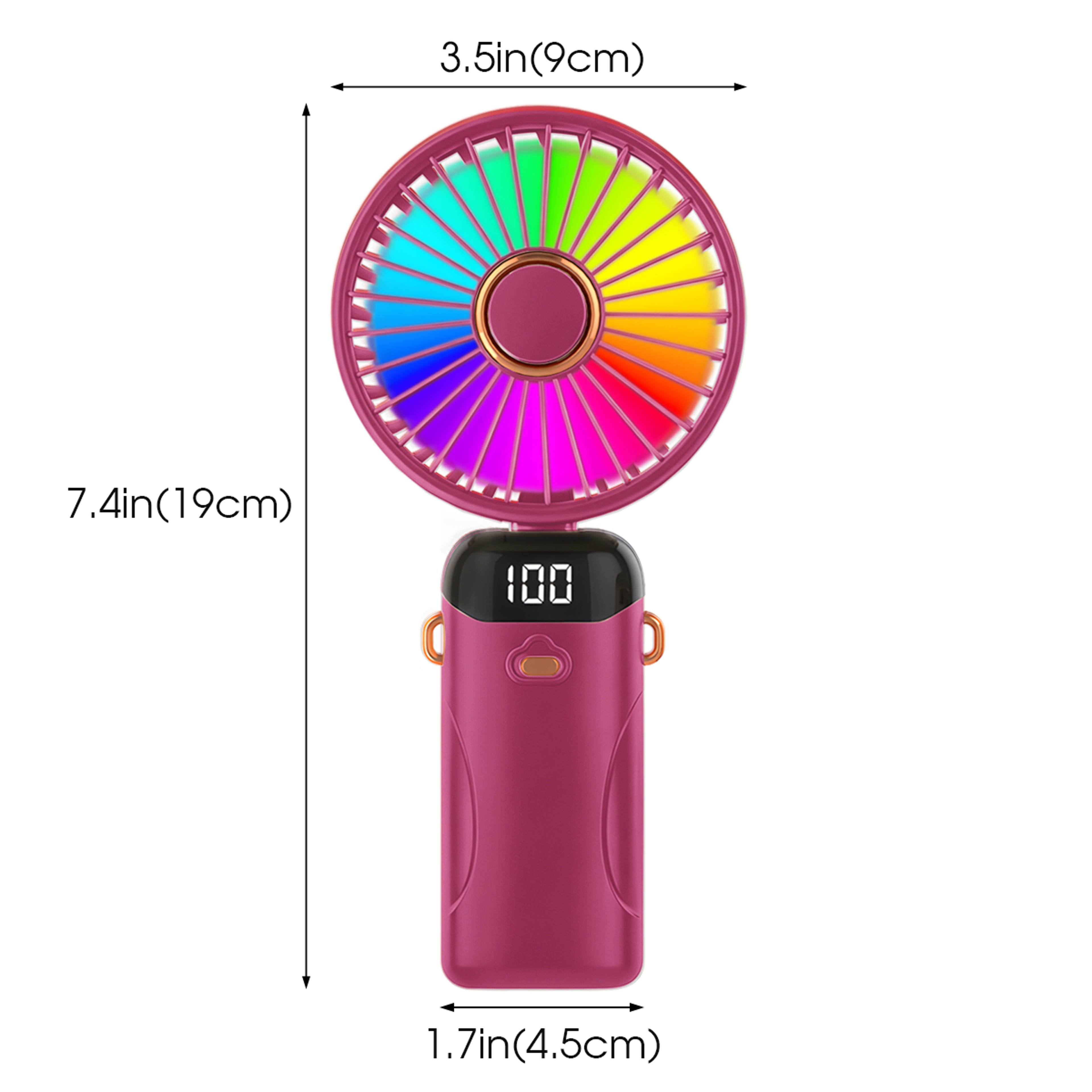 Portable Foldable Handheld Fan With LED Light USB Rechargeable Mini Cooling Fan 6