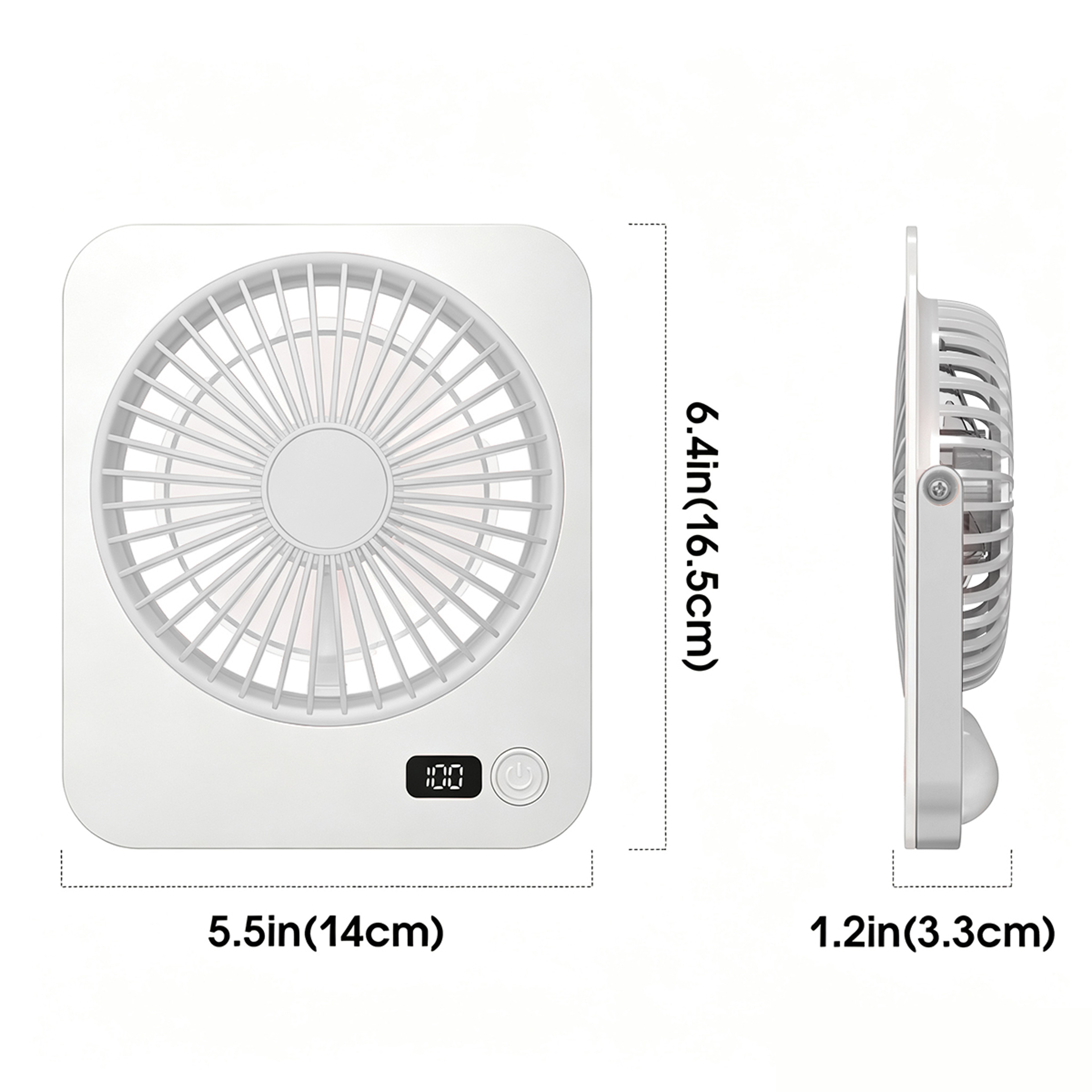 Rechargeable Desktop Wall Fan With Digital Display 5 Speed Personal Cooler 3