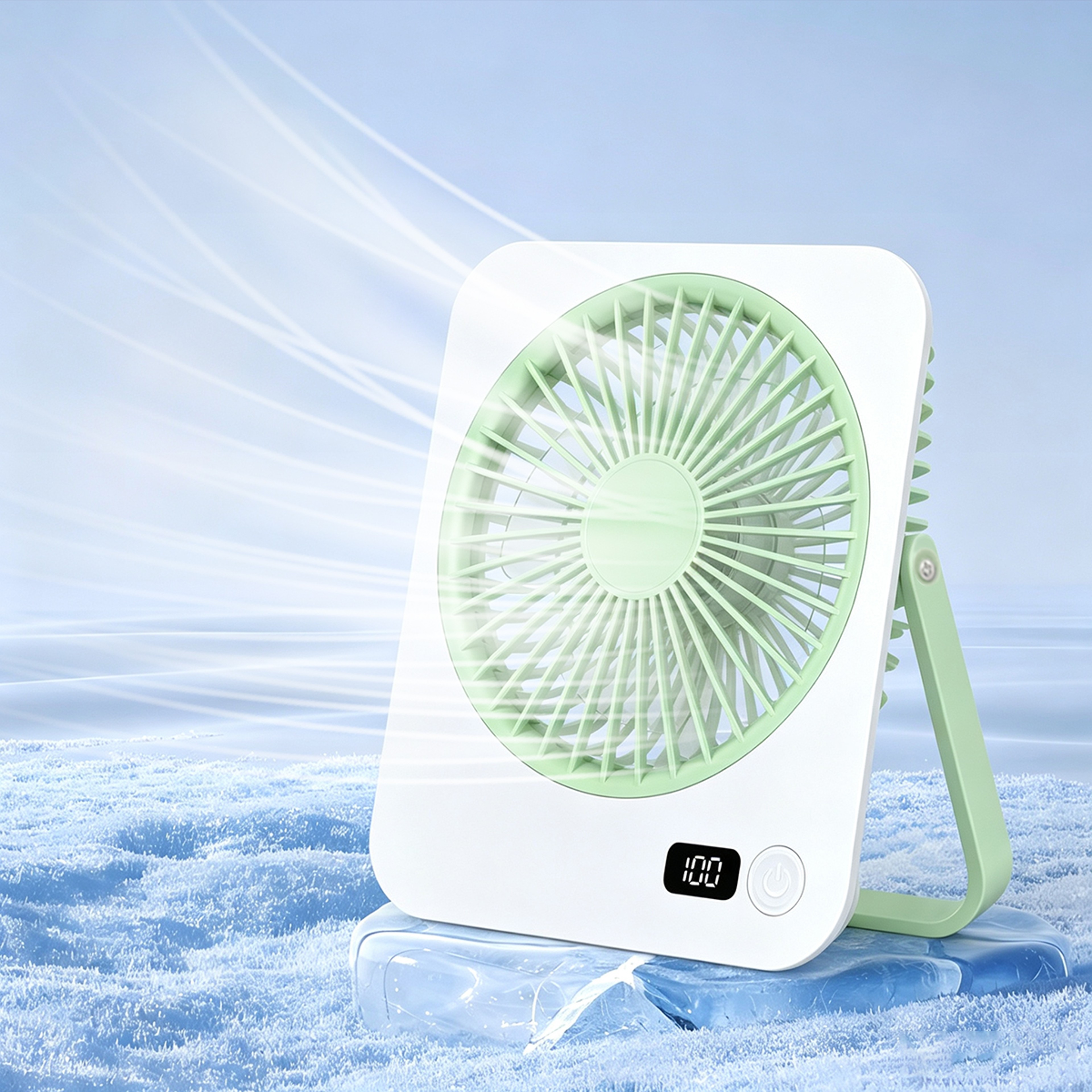 Rechargeable Desktop Wall Fan With Digital Display 5 Speed Personal Cooler 7