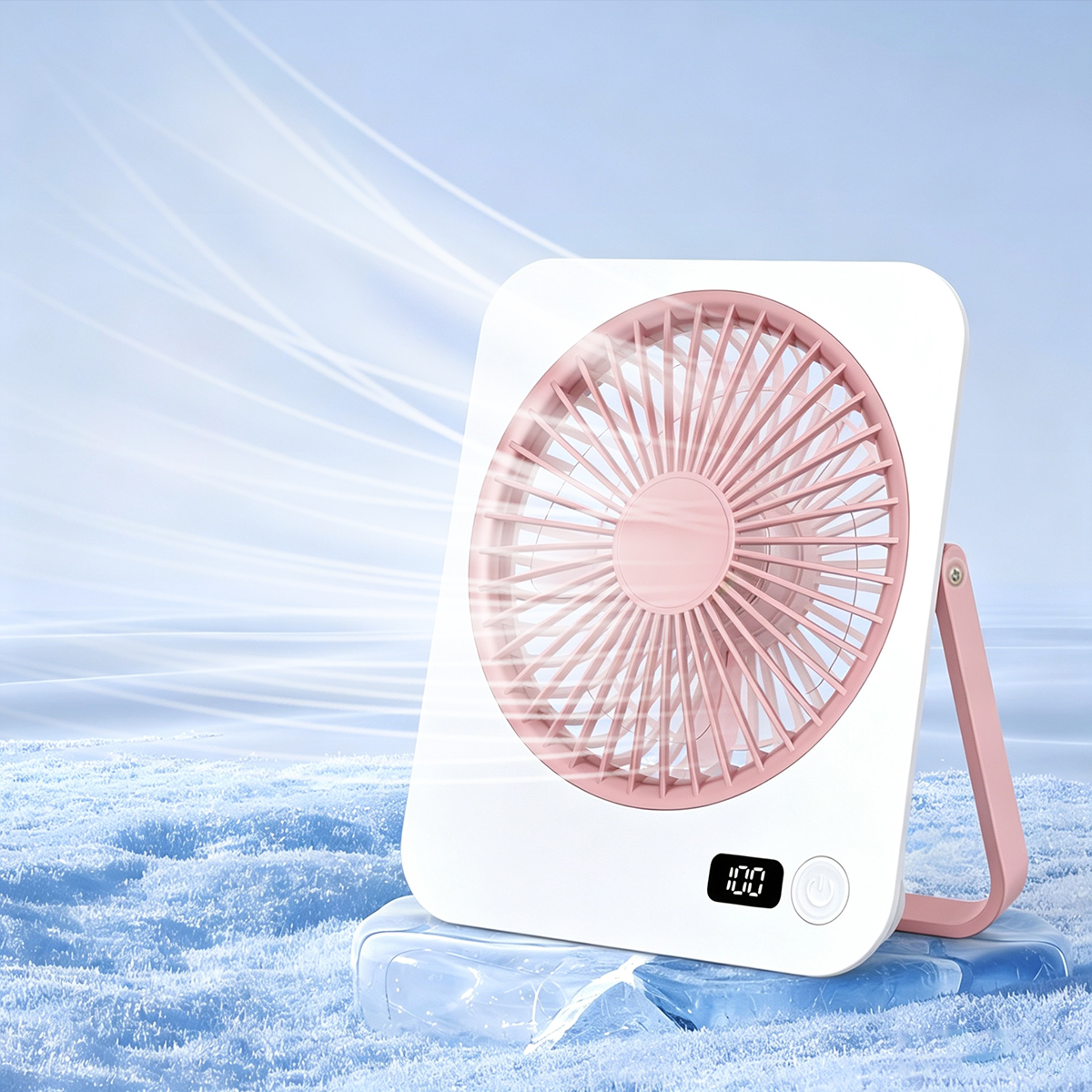 Rechargeable Desktop Wall Fan With Digital Display 5 Speed Personal Cooler 6