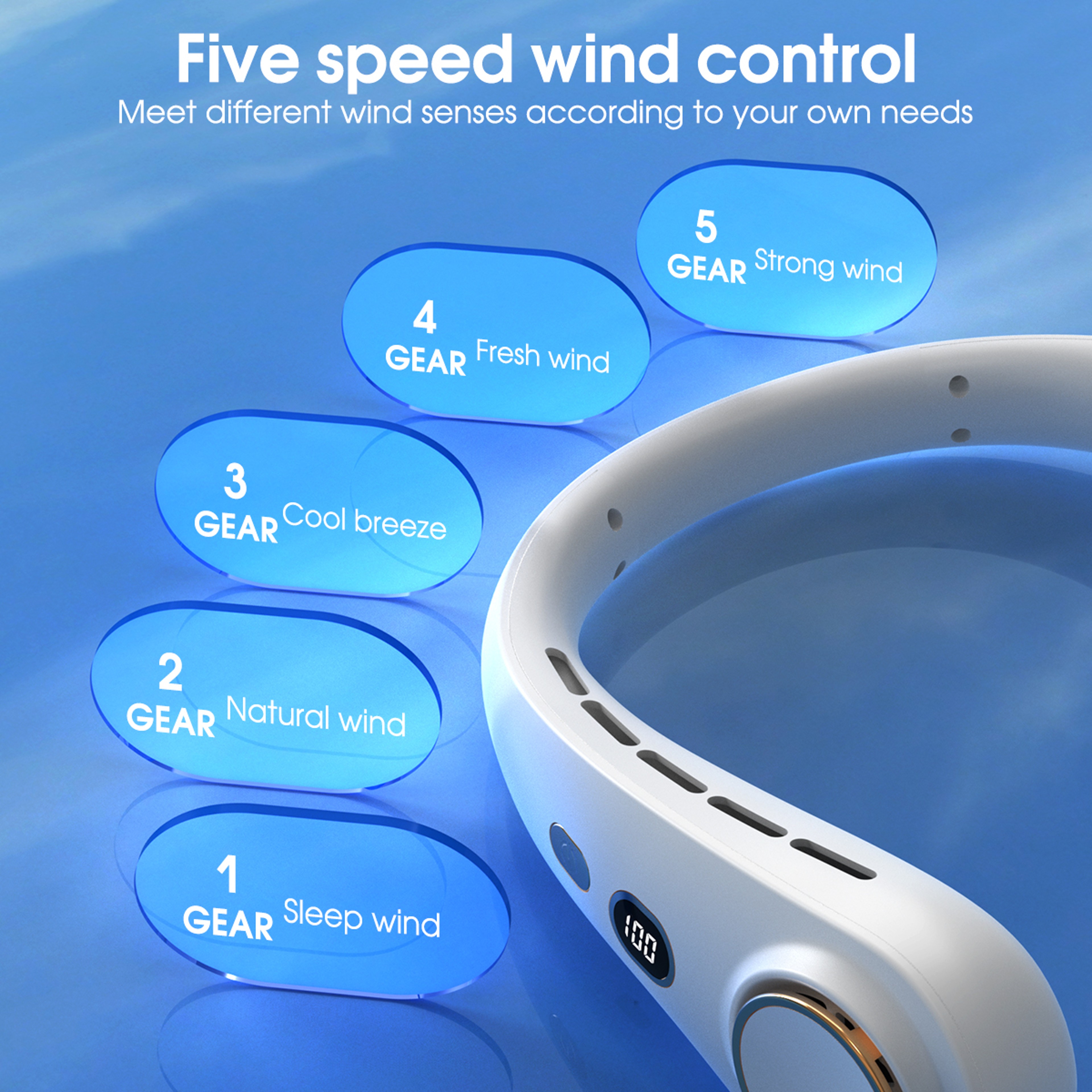 Portable Bladeless Neck Fan Rechargeable Hands Free Cooling Fan 4