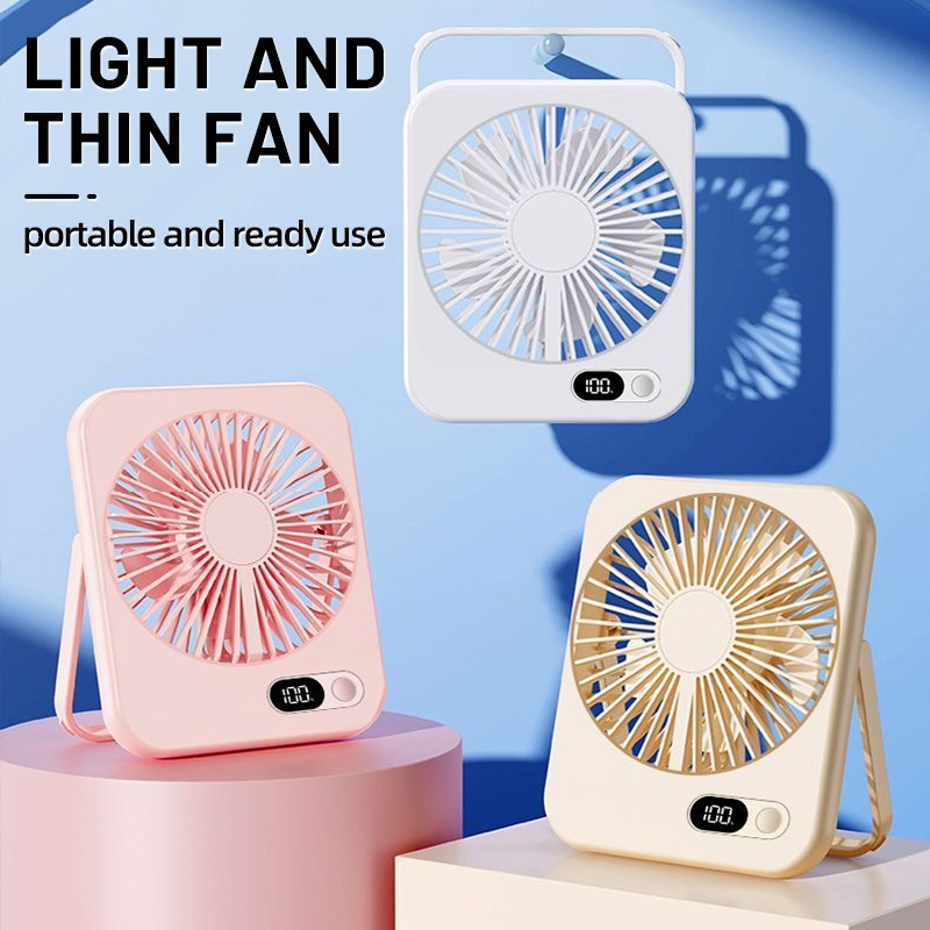 Portable Folding USB Rechargeable Mini Cooling Fan Power Bank Handheld Desk Fan 2