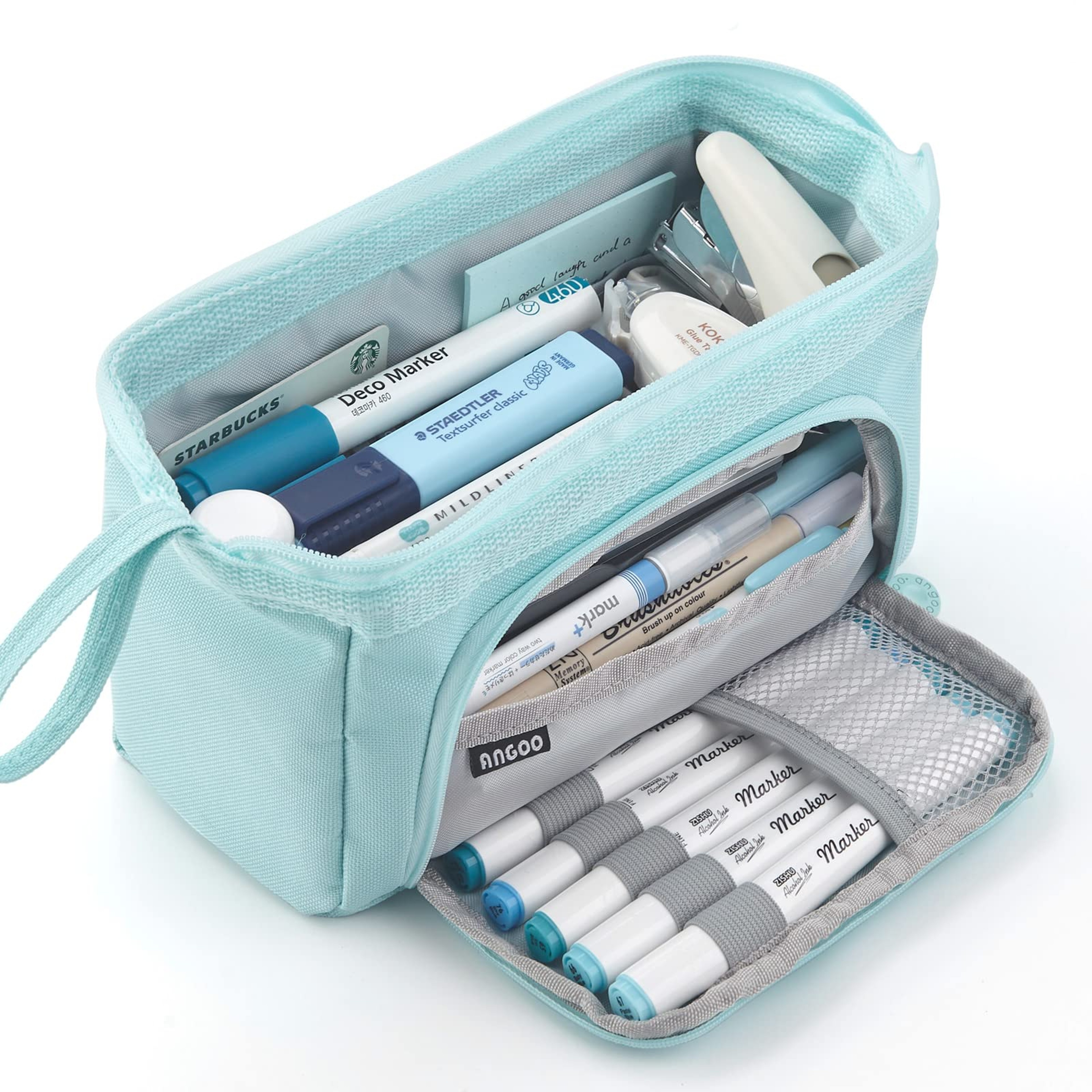 Large Capacity Canvas Pencil Case Double Layer School Organizer 0
