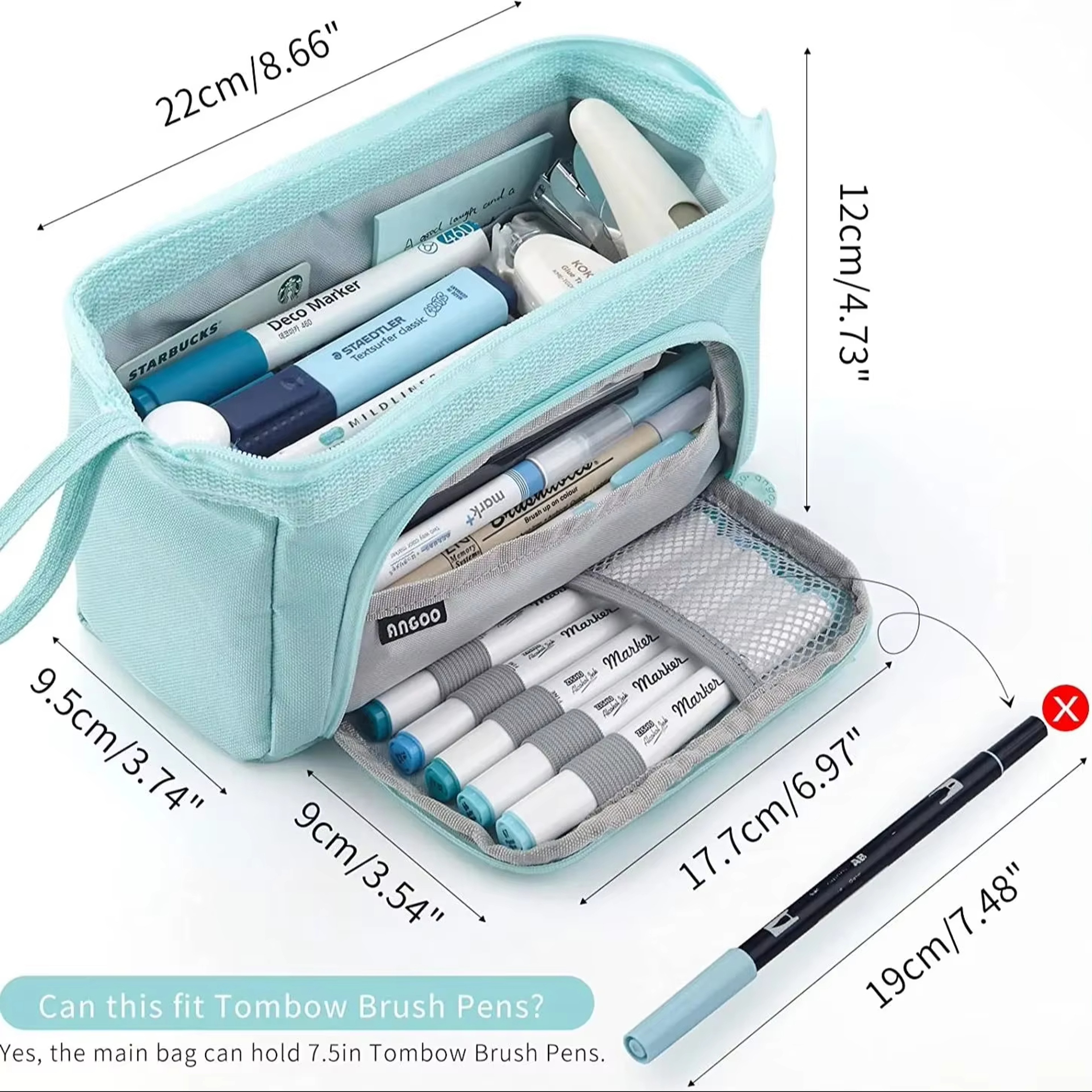 Large Capacity Canvas Pencil Case Double Layer School Organizer 1