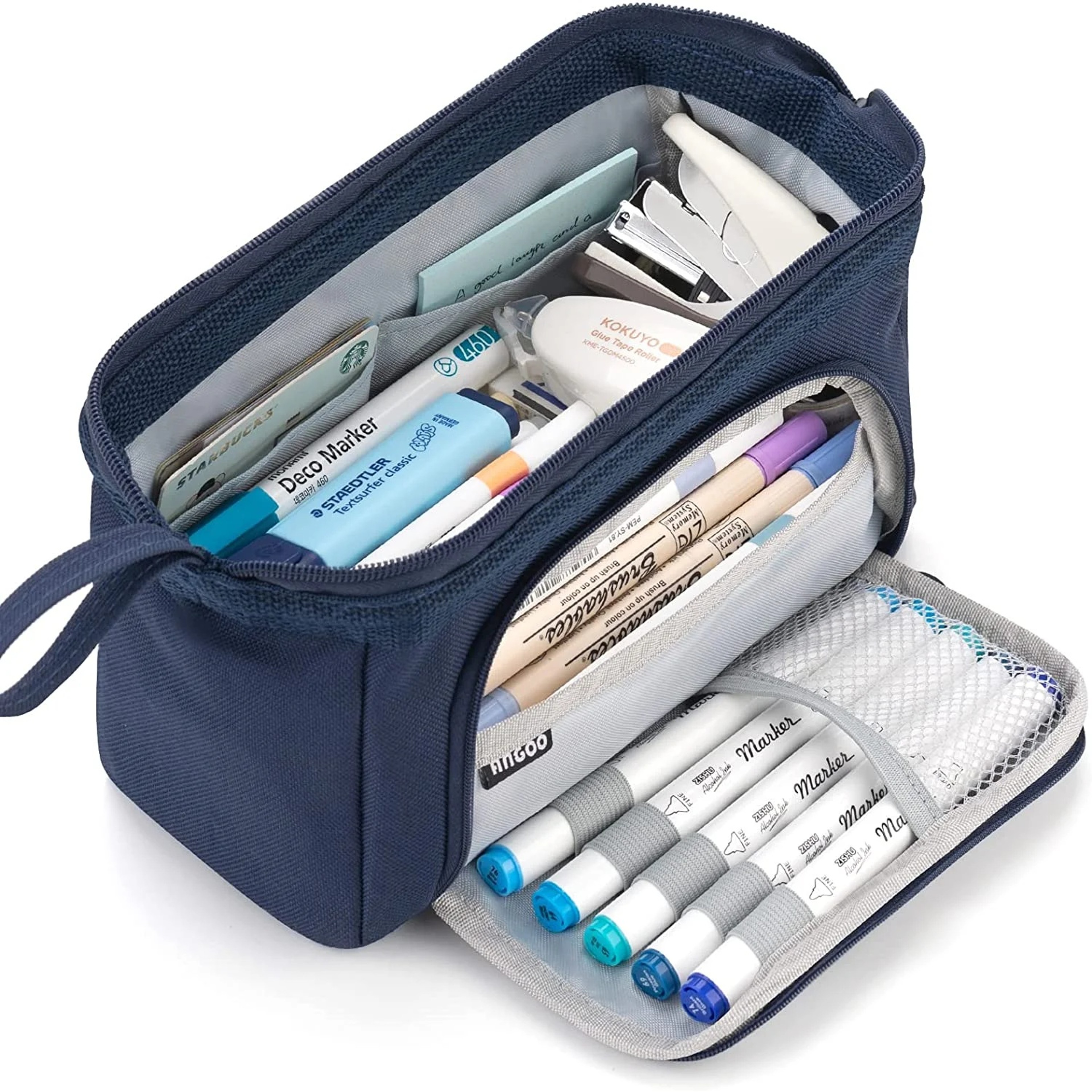 Large Capacity Pencil Case Organizer With Multiple Compartments For Students And Office 8