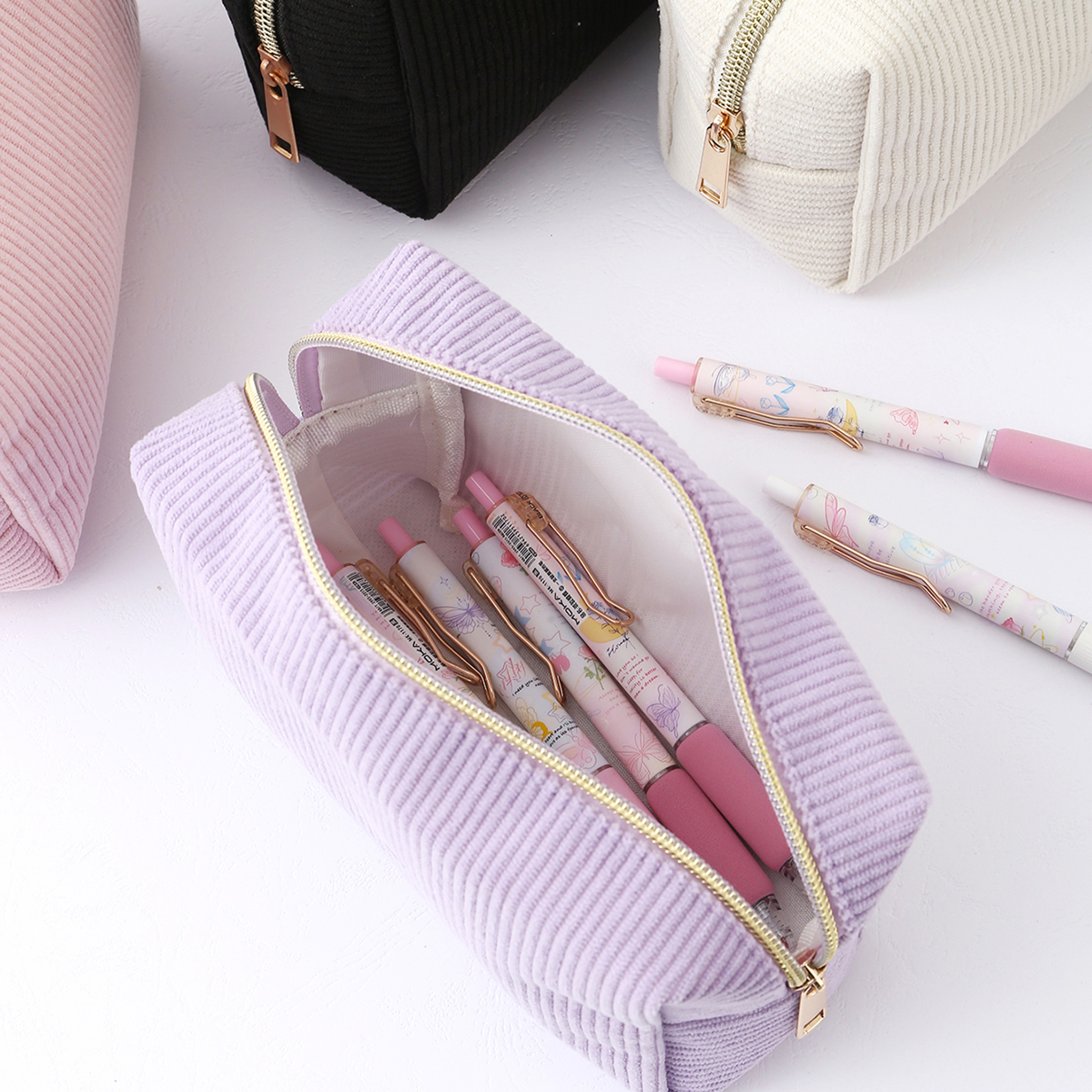 Vertical Stripe Pencil Case Large Capacity School Supplies Organizer For Students 3