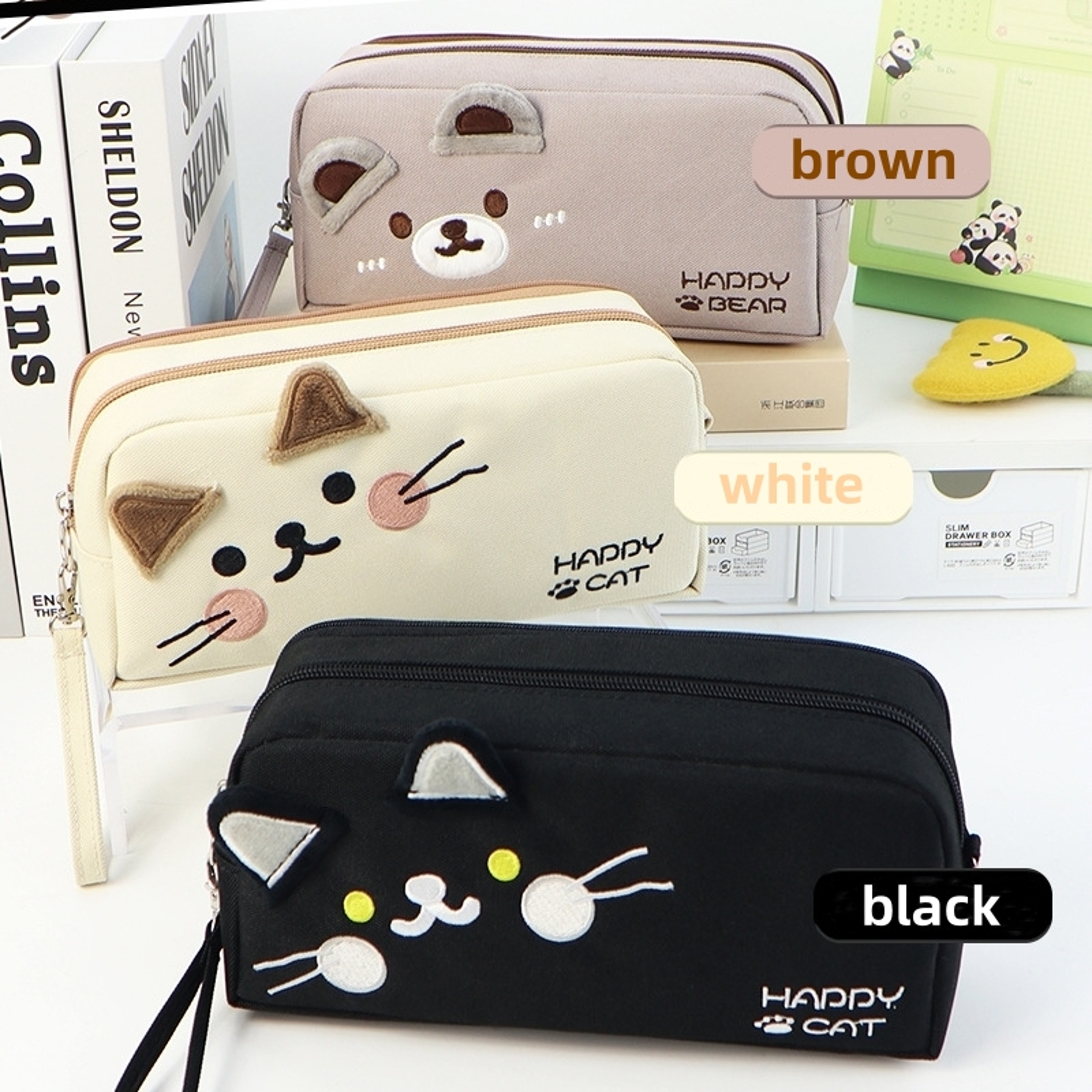 Cute Cat Pencil Bag Large Capacity Stationery Organizer For School Office 0