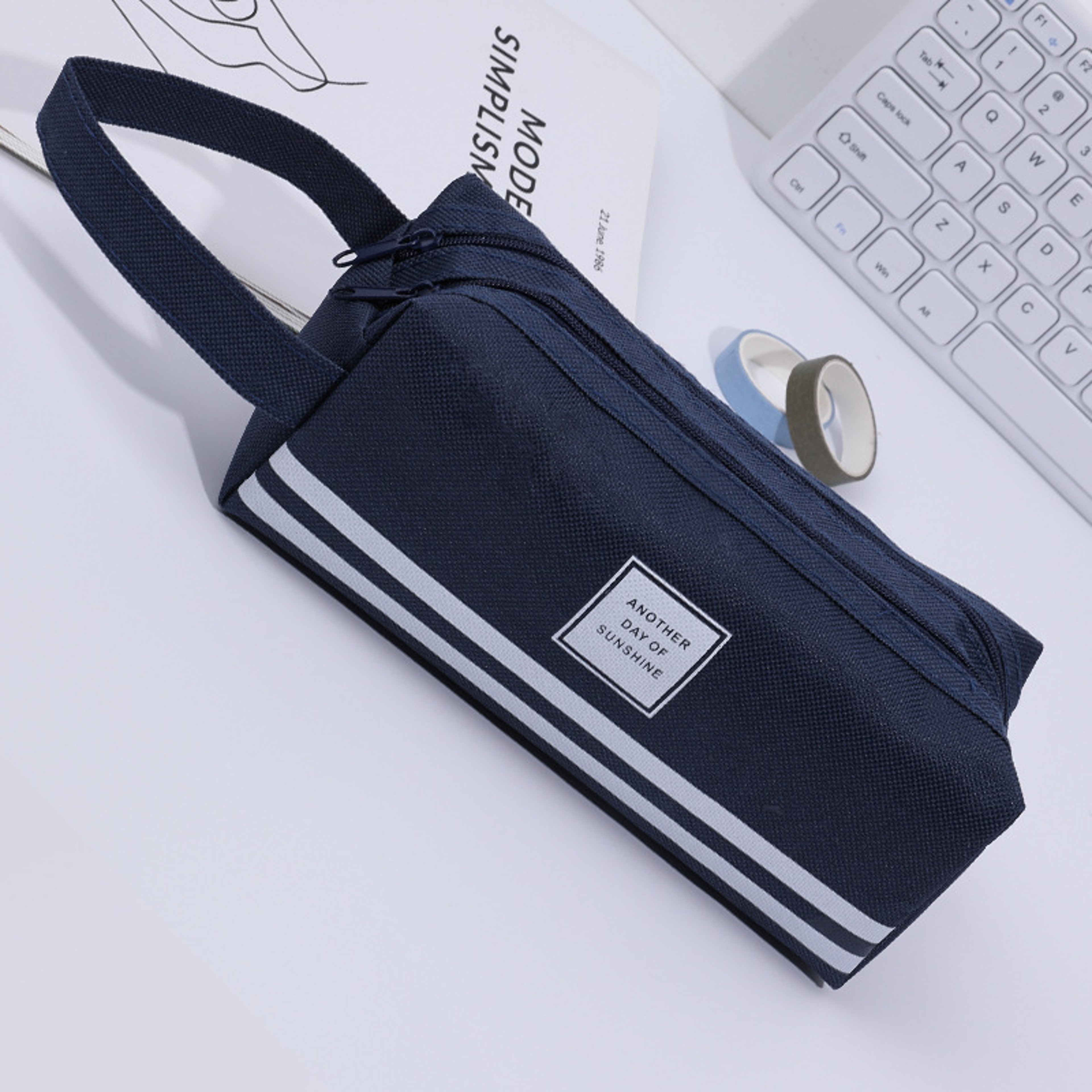 Double Layer Oxford Cloth Pencil Case Portable Zipper Organizer For School And Office 7